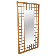 Large Mirror with Wooden Grid, Italy, 1960s