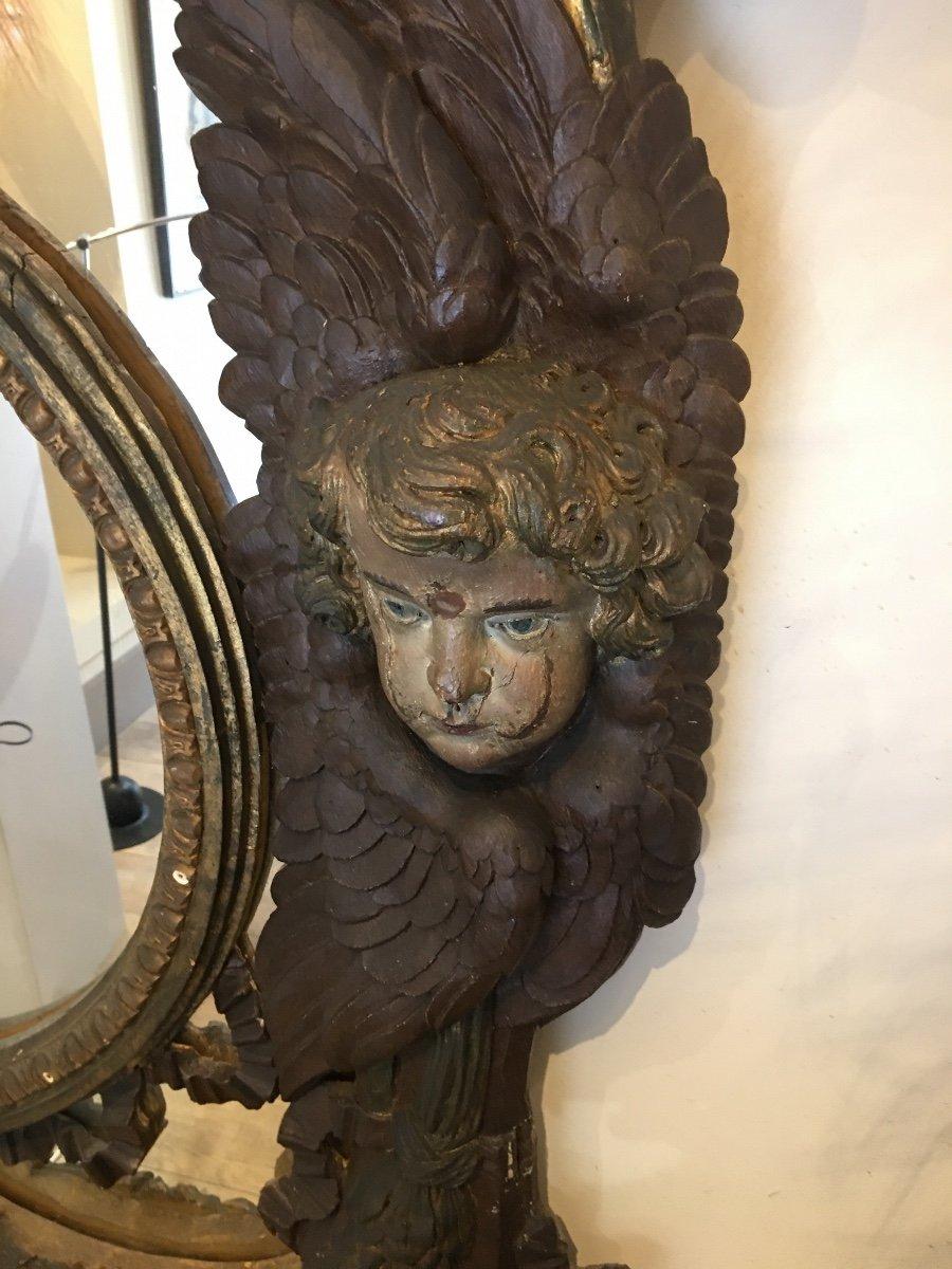 Baroque Large Mirror, Wood, XVIIIth, Italian For Sale