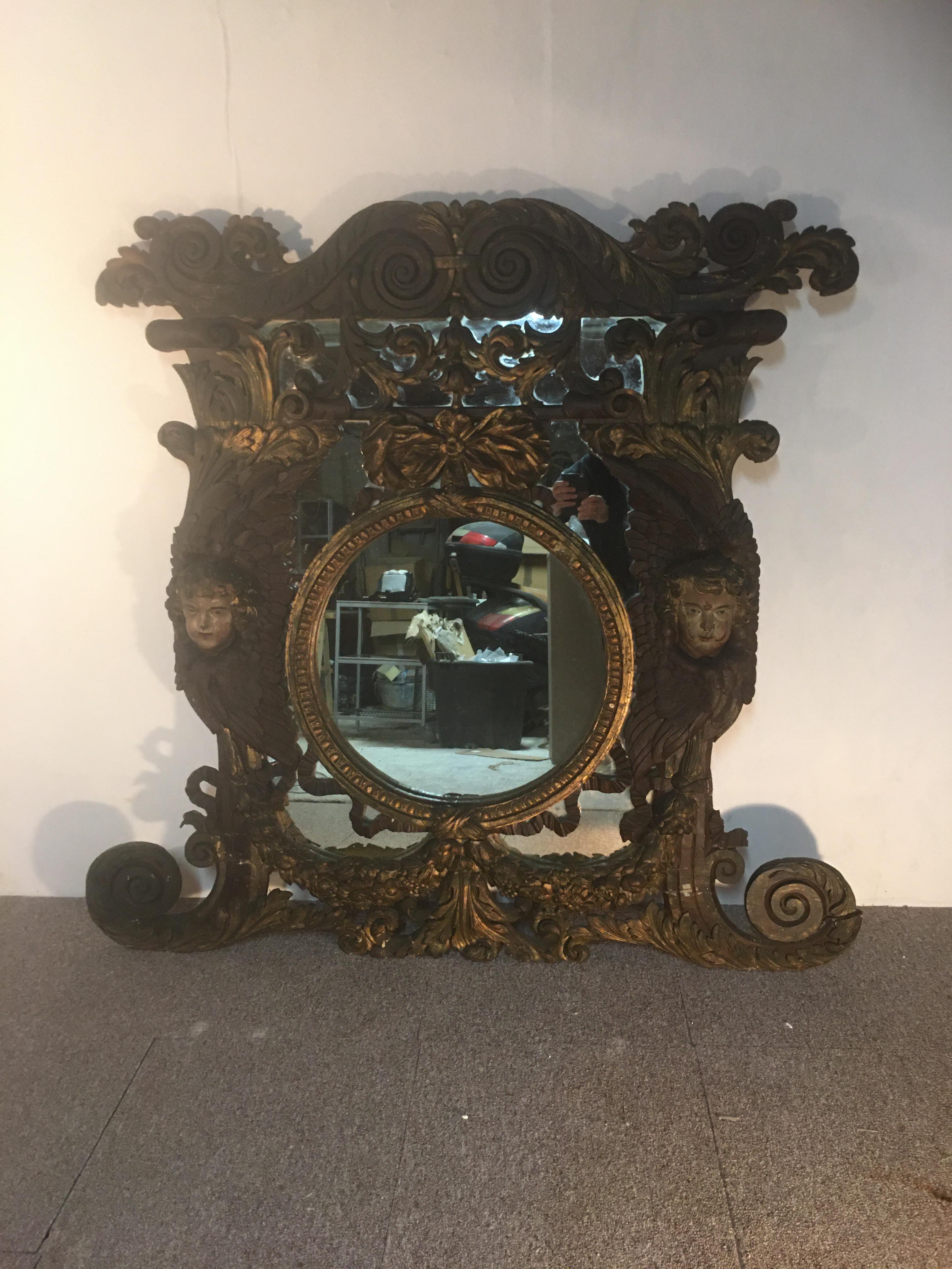 Grand miroir, bois, XVIIIe, Italie en vente 4