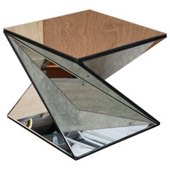 Large Mirrored Bevelled Glass Side Table Very Architectural Art Modern Design Large Mirrored Bevelled Glass Side Table Very Architectural Art Modern Design