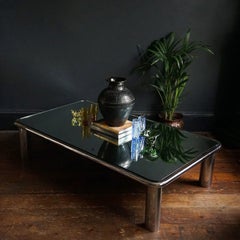 Large Mirrored Coffee Table by Mario Bellini 1970s