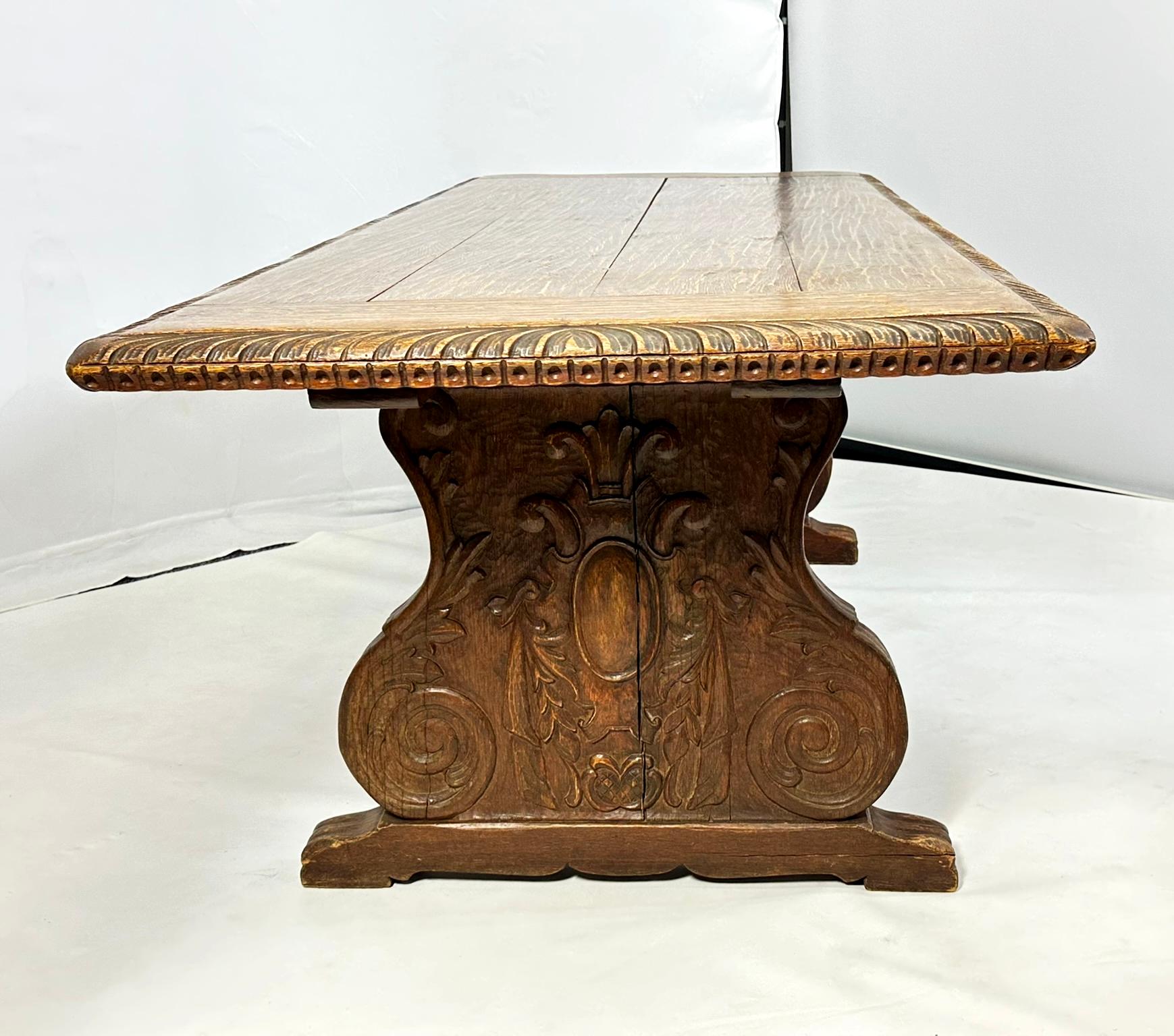 Mid-20th Century Large Mission Style Dining Table in Solid Wood For Sale