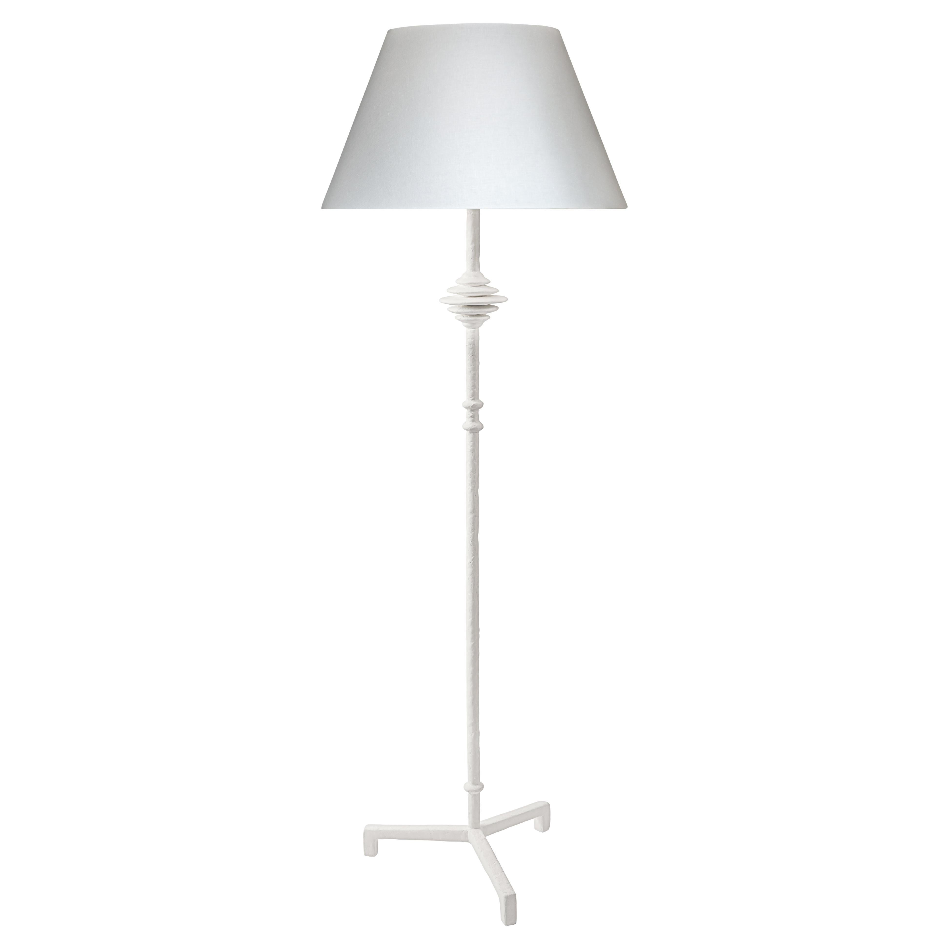 Large "Mittis" Sculptural Floor Lamp in White Plaster- Handcrafted, Minimalist