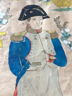 Large Mixed Media 19th Century French Patriotic Folk Art of Napoléon & His Son
