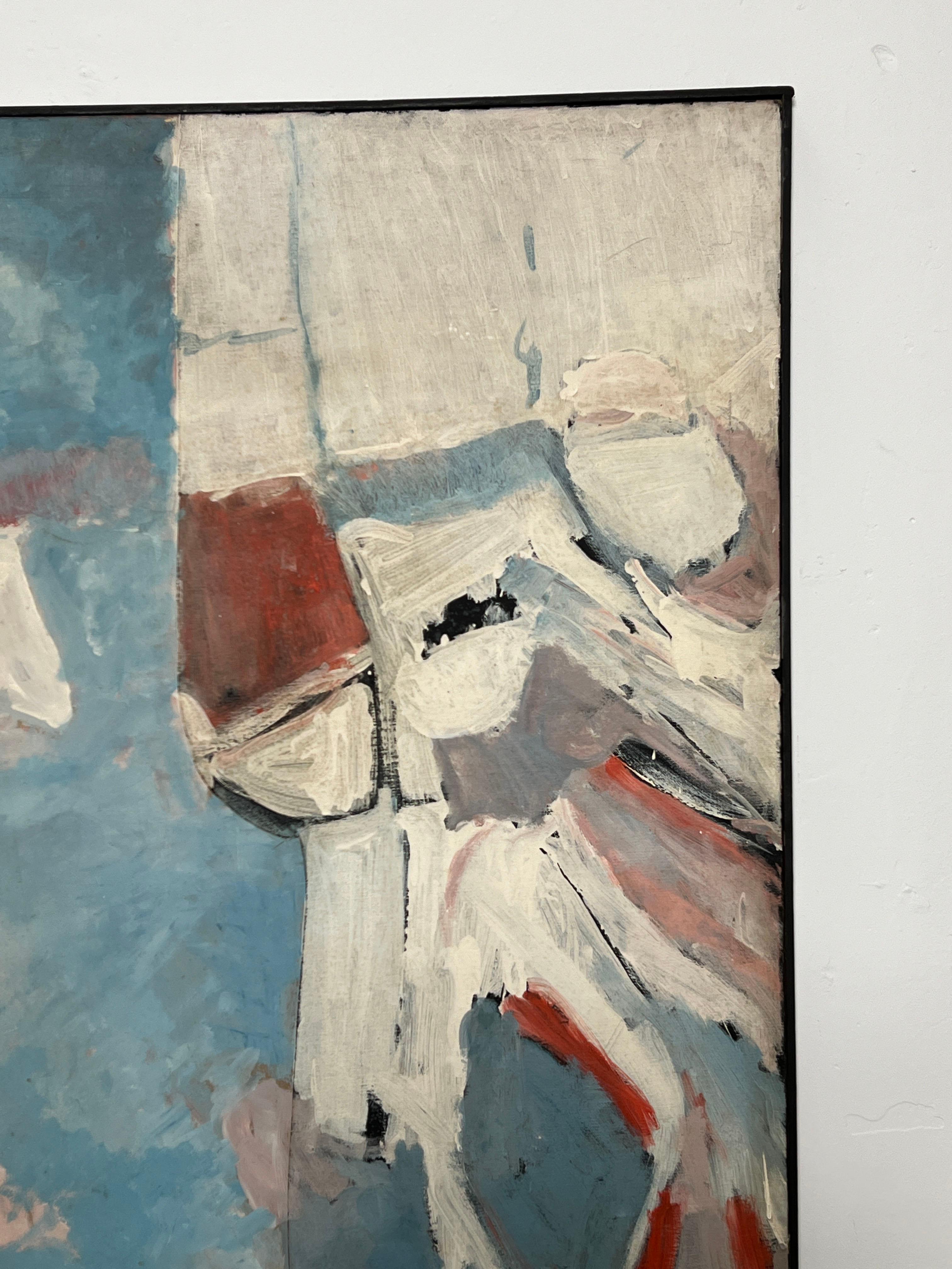 Mid-Century Modern Large Mixed Media Abstract Painting by Douglas Bradway, Circa 1960s