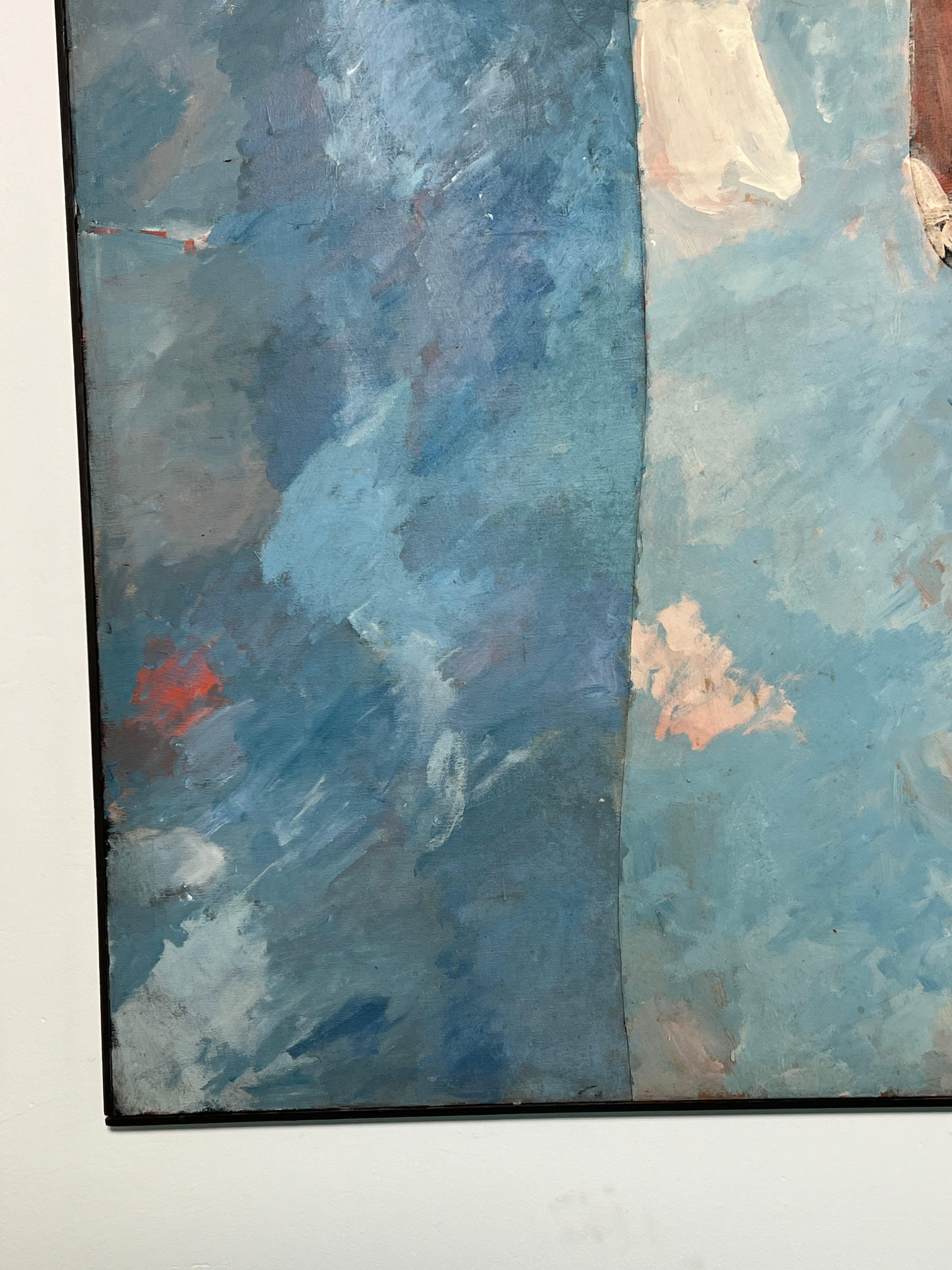 Large Mixed Media Abstract Painting by Douglas Bradway, Circa 1960s In Good Condition In Peabody, MA