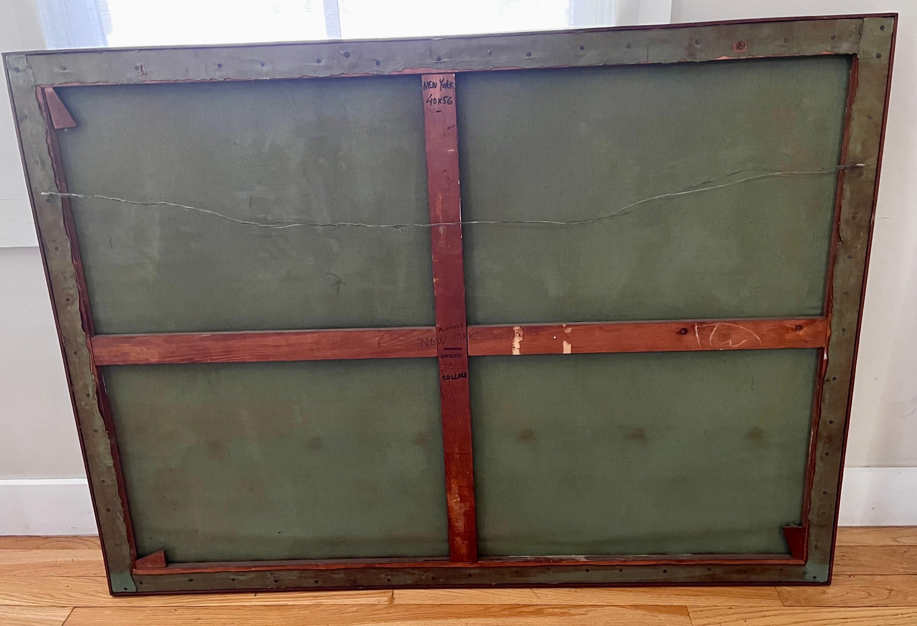Grande peinture collage abstraite de la ligne d'horizon de New York, circa 1960 en vente 9