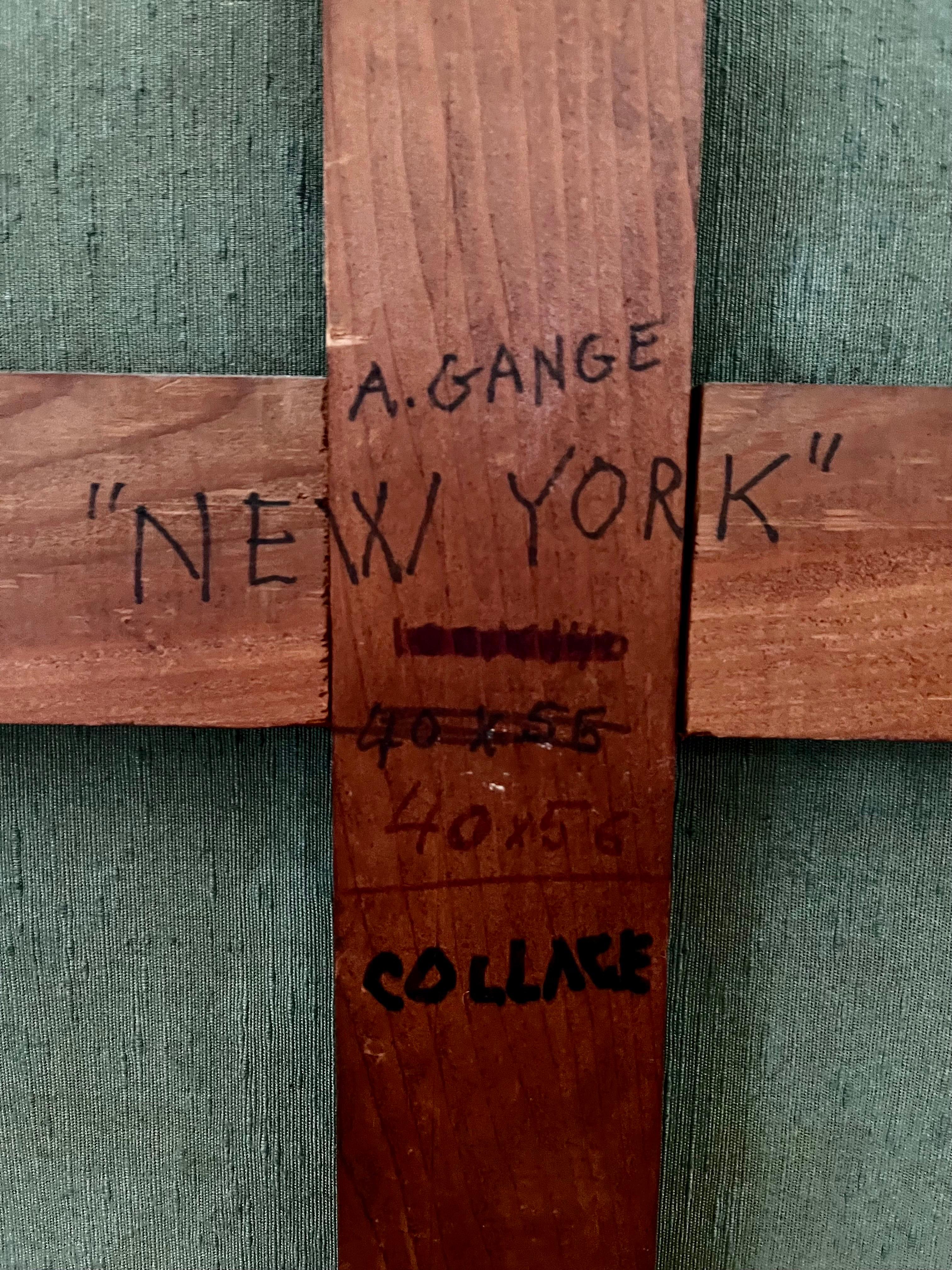 Grande peinture collage abstraite de la ligne d'horizon de New York, circa 1960 en vente 10
