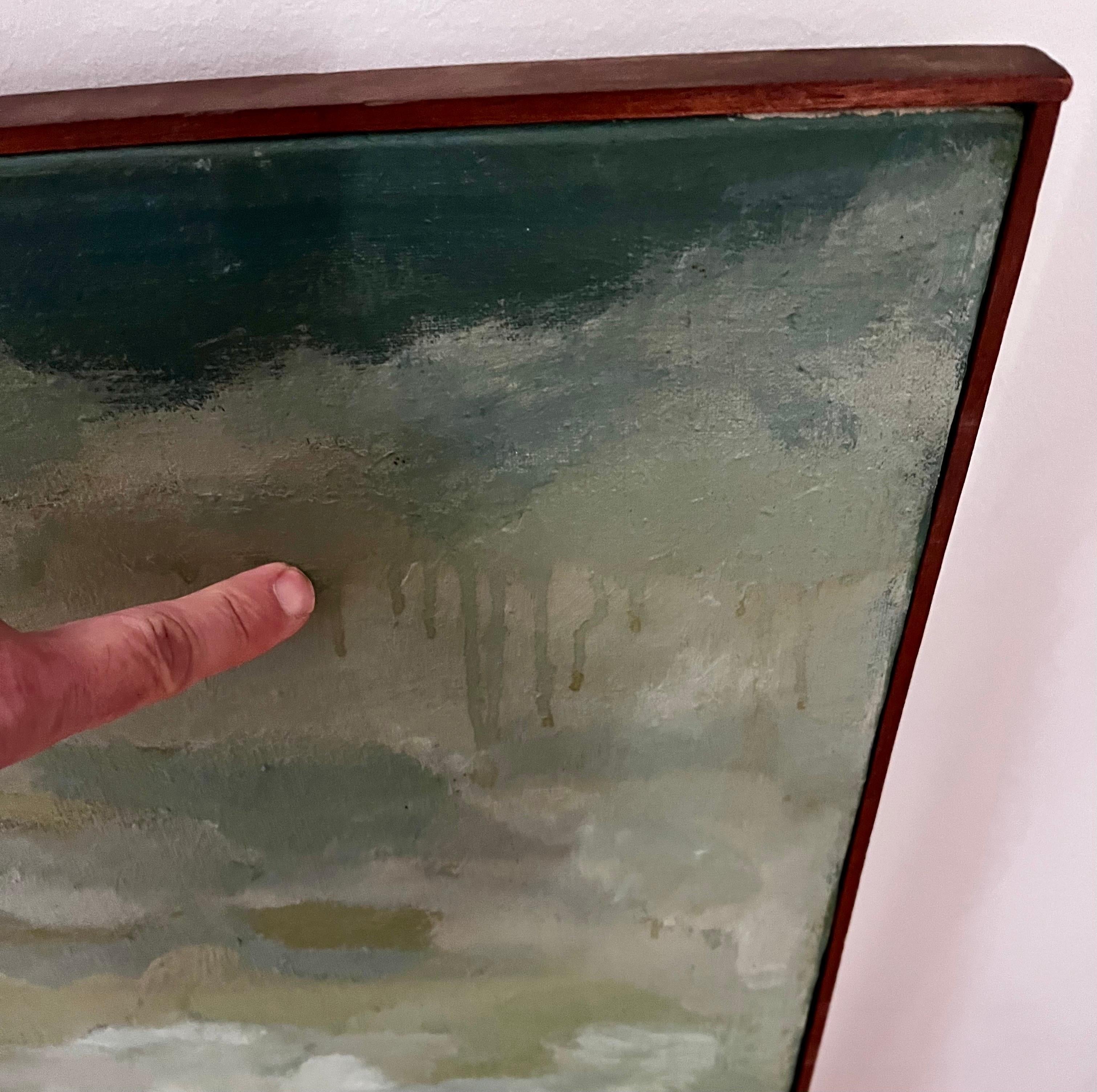 Grande peinture collage abstraite de la ligne d'horizon de New York, circa 1960 en vente 13
