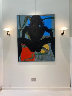 Large Mixed Media Painting "Lola" By Post-War Artist Dieter Teusch, 2003 Germany