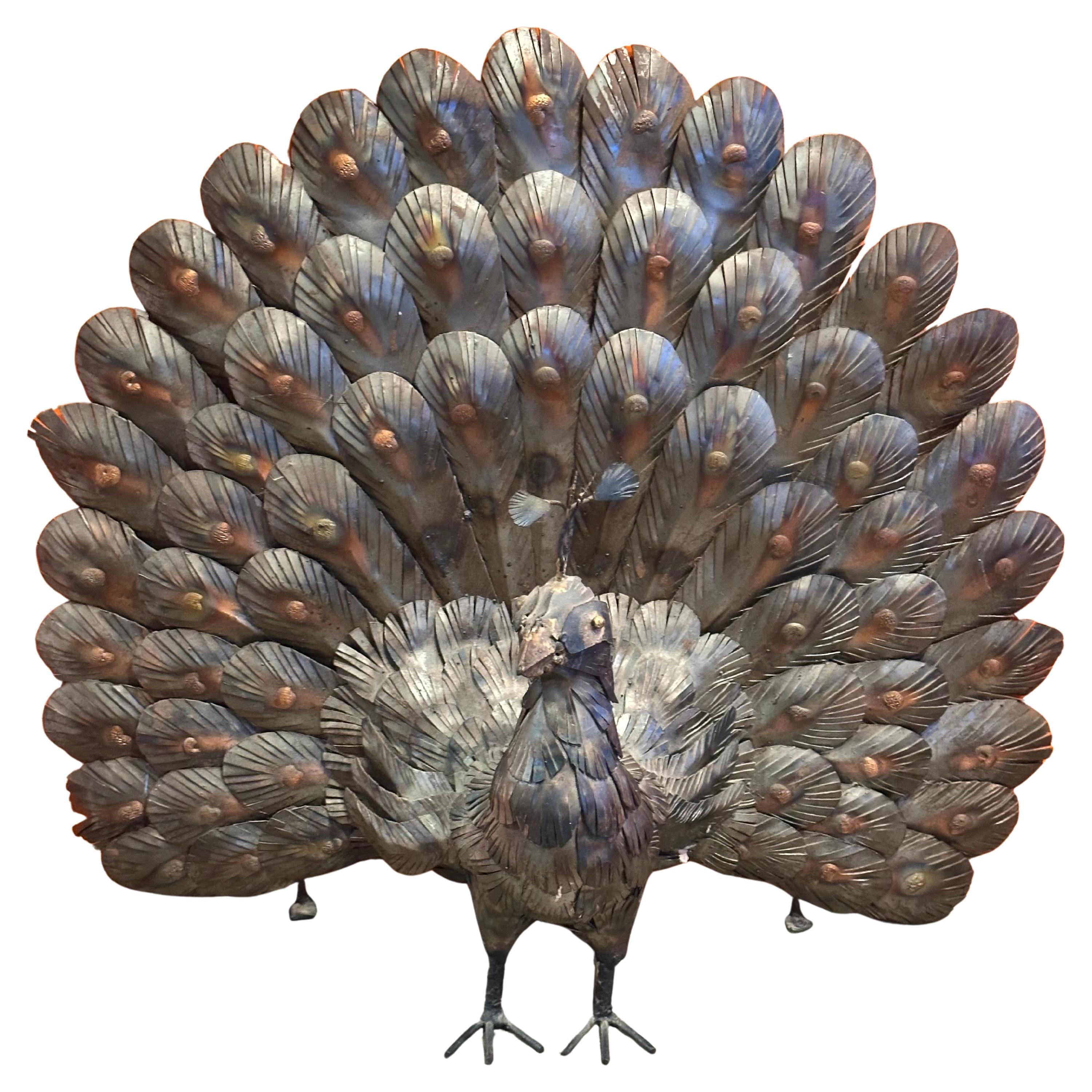Grande scultura di pavone in metalli misti nello stile di Sergio Bustamante in vendita 10