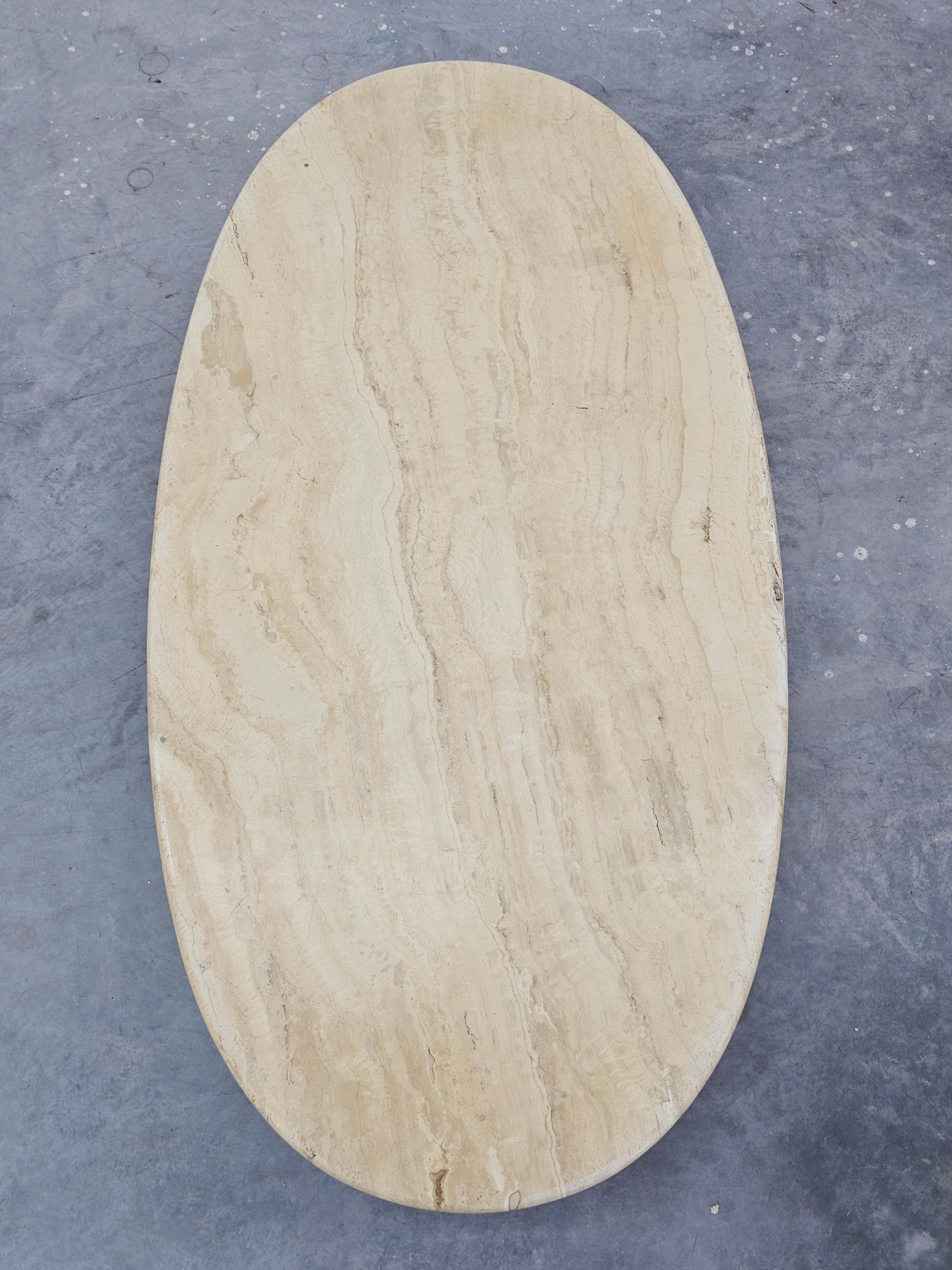 Travertine Large Mod Century Modern Sofa Table done in walnut with travertine top For Sale