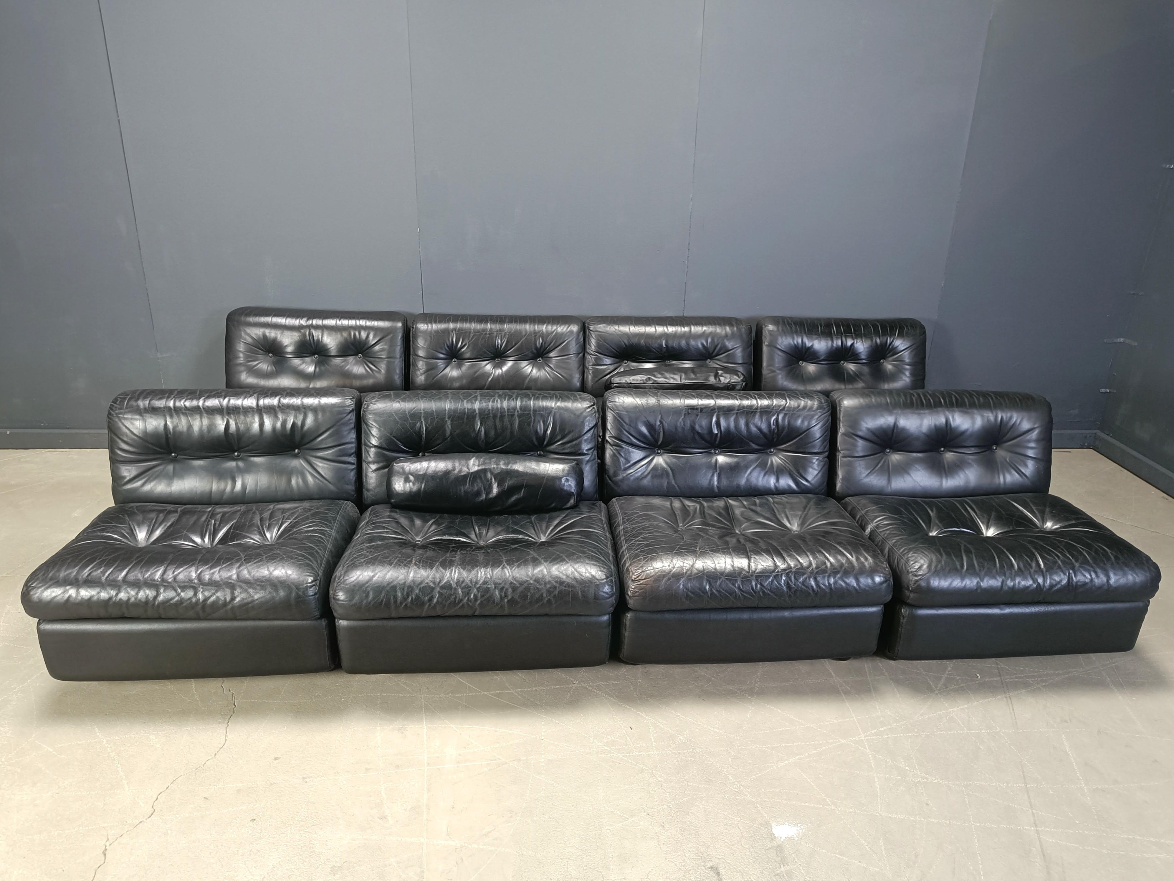 Gran juego de sofás modulares Modelo Amanta de Mario Bellini para B&B Italia, años 70 Cuero en venta