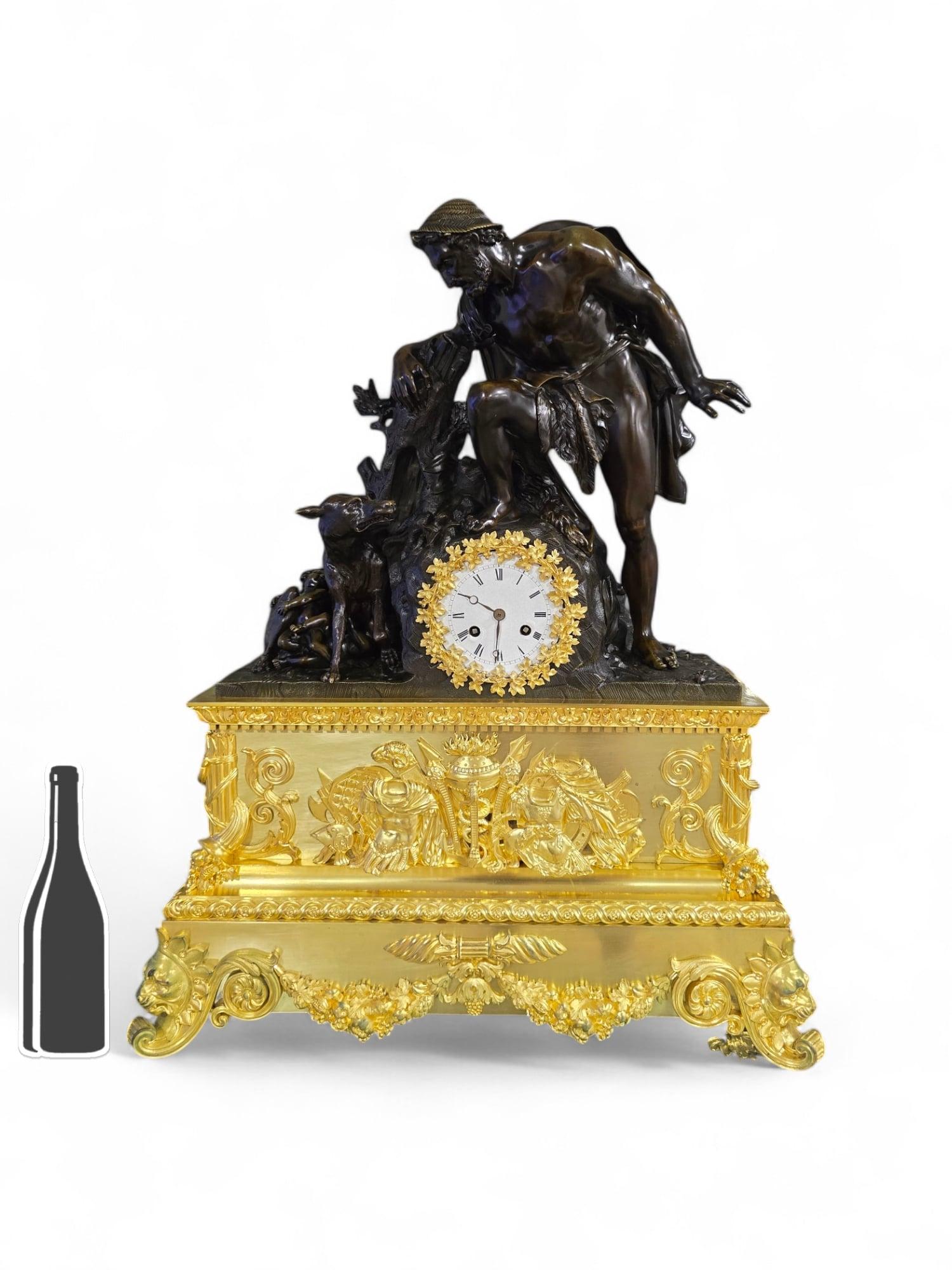 Large Model Empire Clock Depicting Faustulus Discovering Romulus and Remus For Sale 10