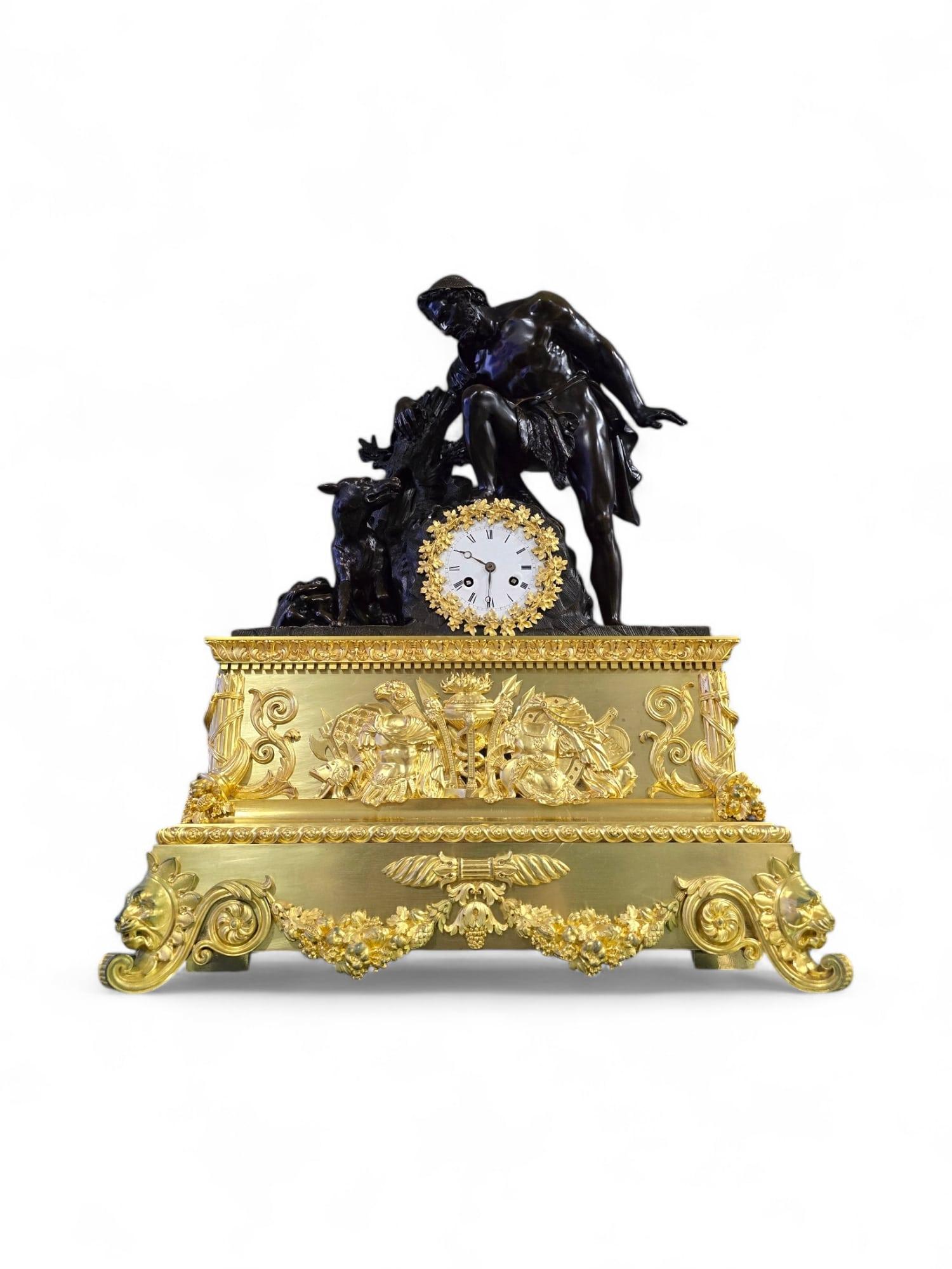 Large Model Empire Clock Depicting Faustulus Discovering Romulus and Remus For Sale 13