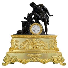 Antique Large Model Empire Clock Depicting Faustulus Discovering Romulus and Remus