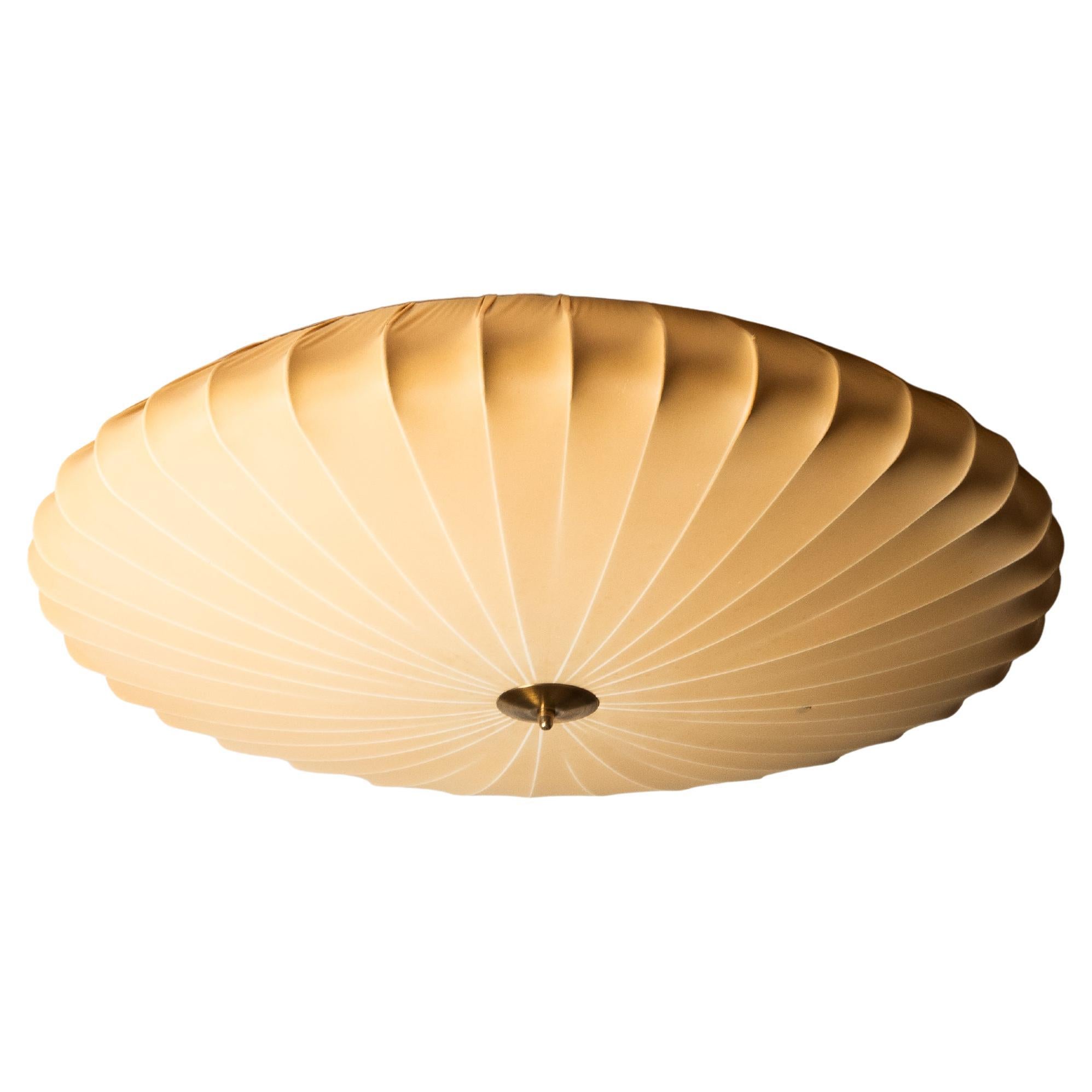 Large Model K5-25 Brass 
Textile Flush Mount by Idman Oy, Finland, 1950s in vendita