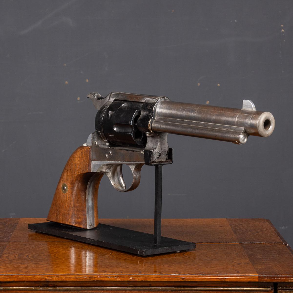 A large model of a Smith & Wesson Model 29, a double-action revolver, features a six-round capacity and is chambered for the .44 Magnum cartridge. This esteemed firearm is proudly manufactured by the United States-based company Smith &