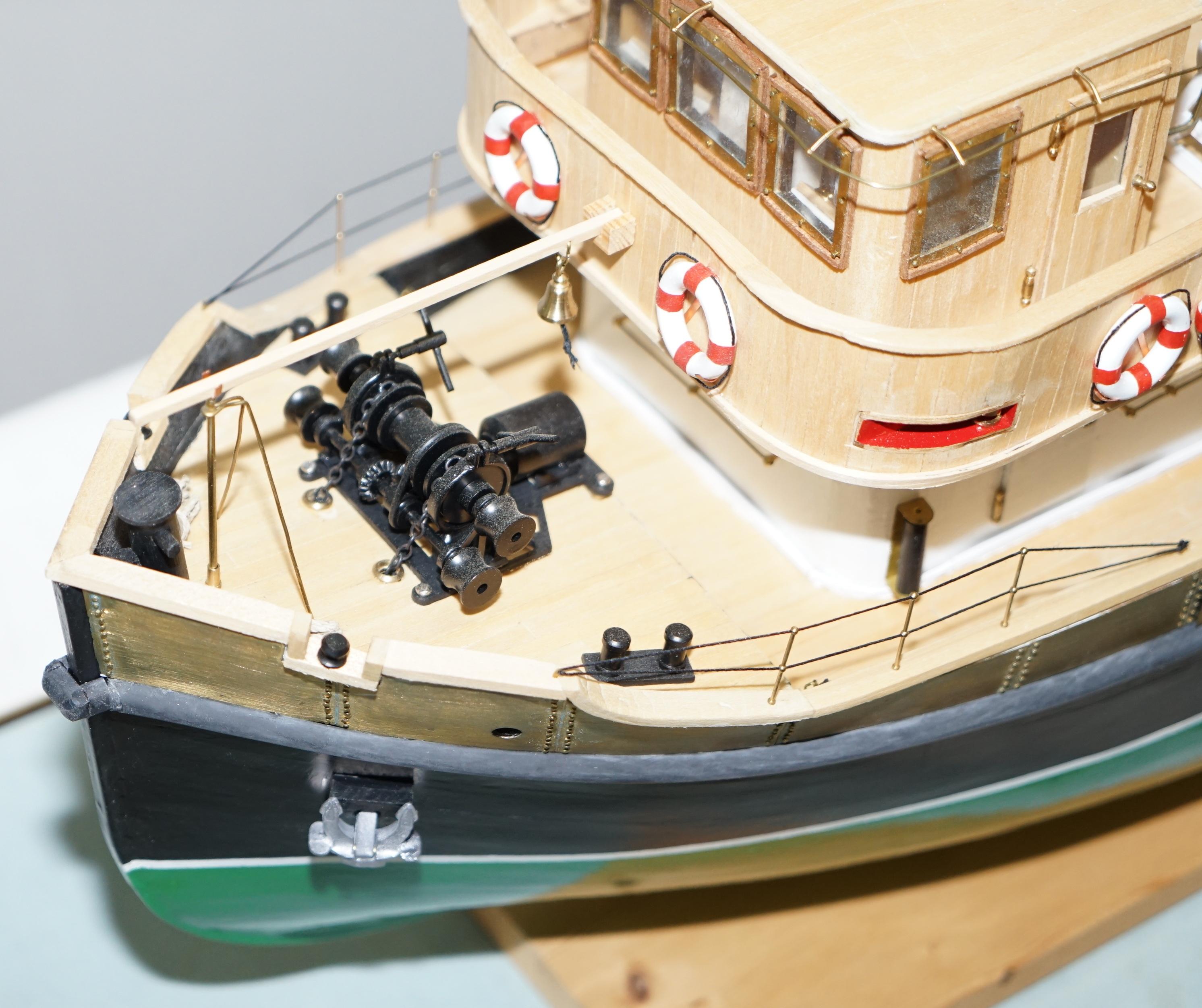 Large Model Ship of the Anteo Tugboat in Hardwood Frame Glass Exhibition Case 3