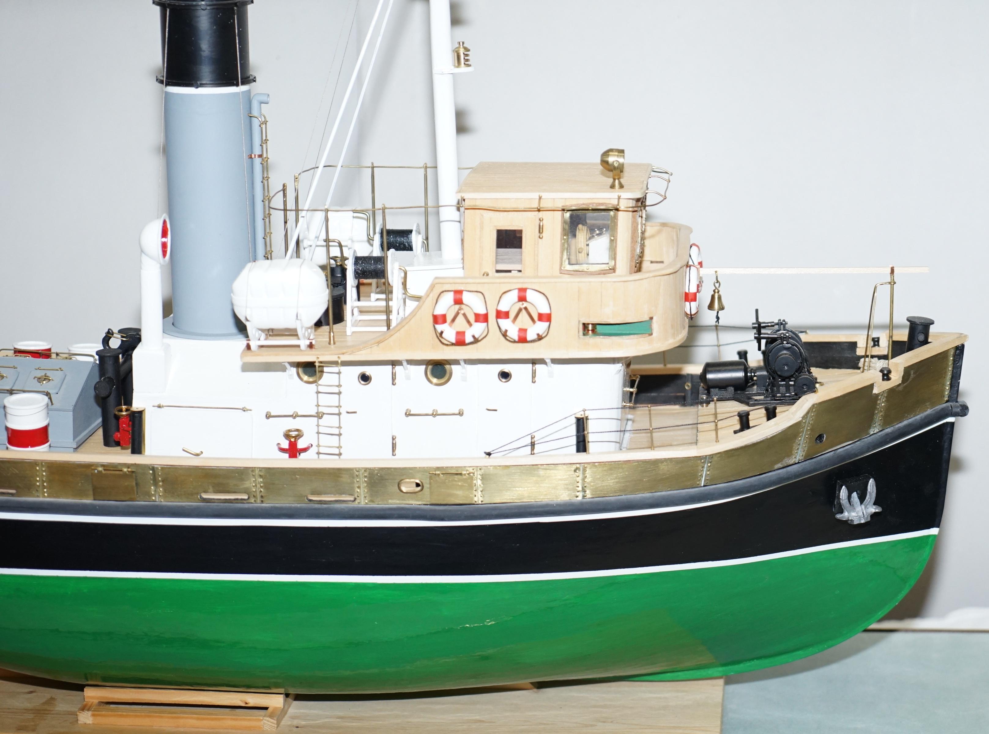 Large Model Ship of the Anteo Tugboat in Hardwood Frame Glass Exhibition Case 8