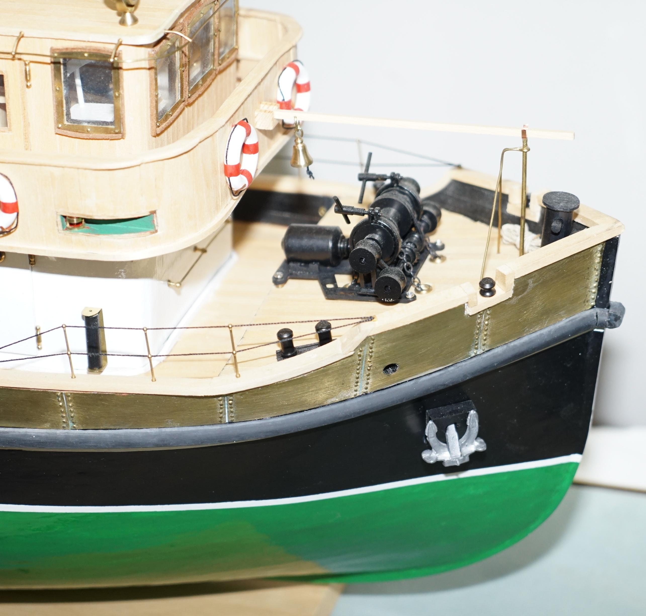Large Model Ship of the Anteo Tugboat in Hardwood Frame Glass Exhibition Case 9