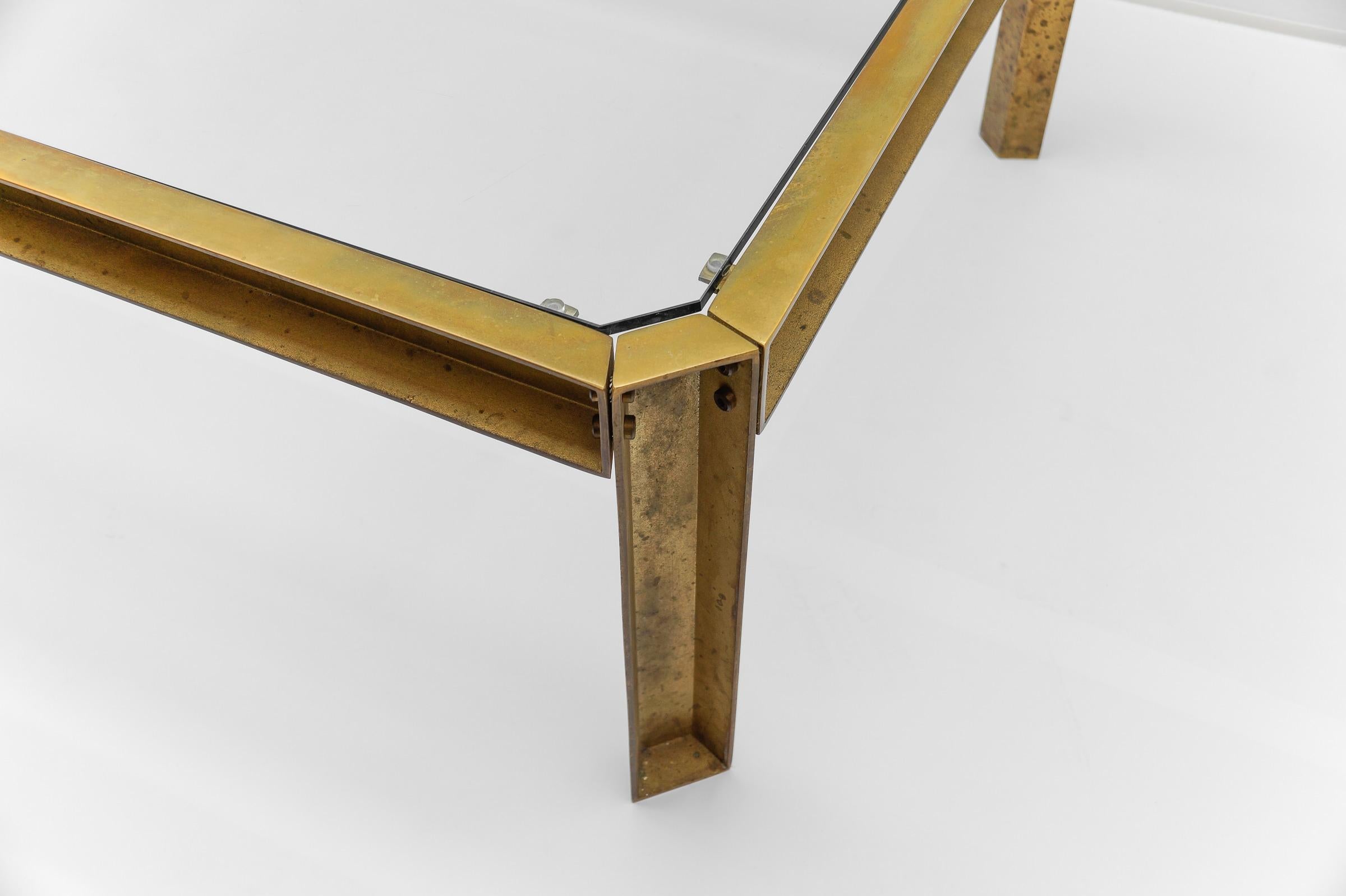 Large Model T09 Brass and Glass Coffee Table by Peter Ghyczy, 1970s For Sale 3