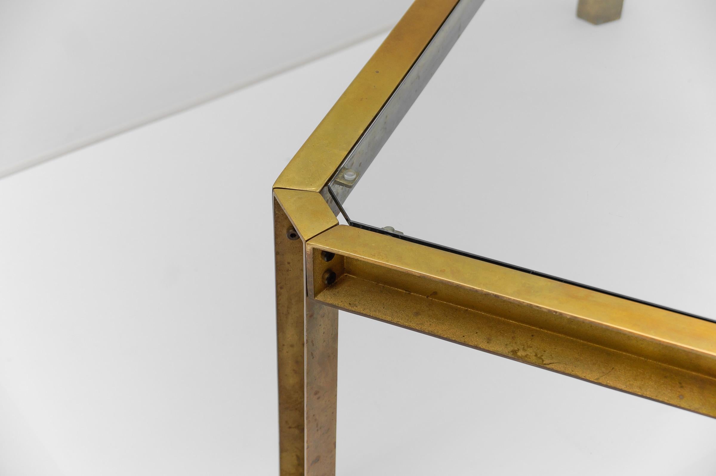 Large Model T09 Brass and Glass Coffee Table by Peter Ghyczy, 1970s For Sale 4