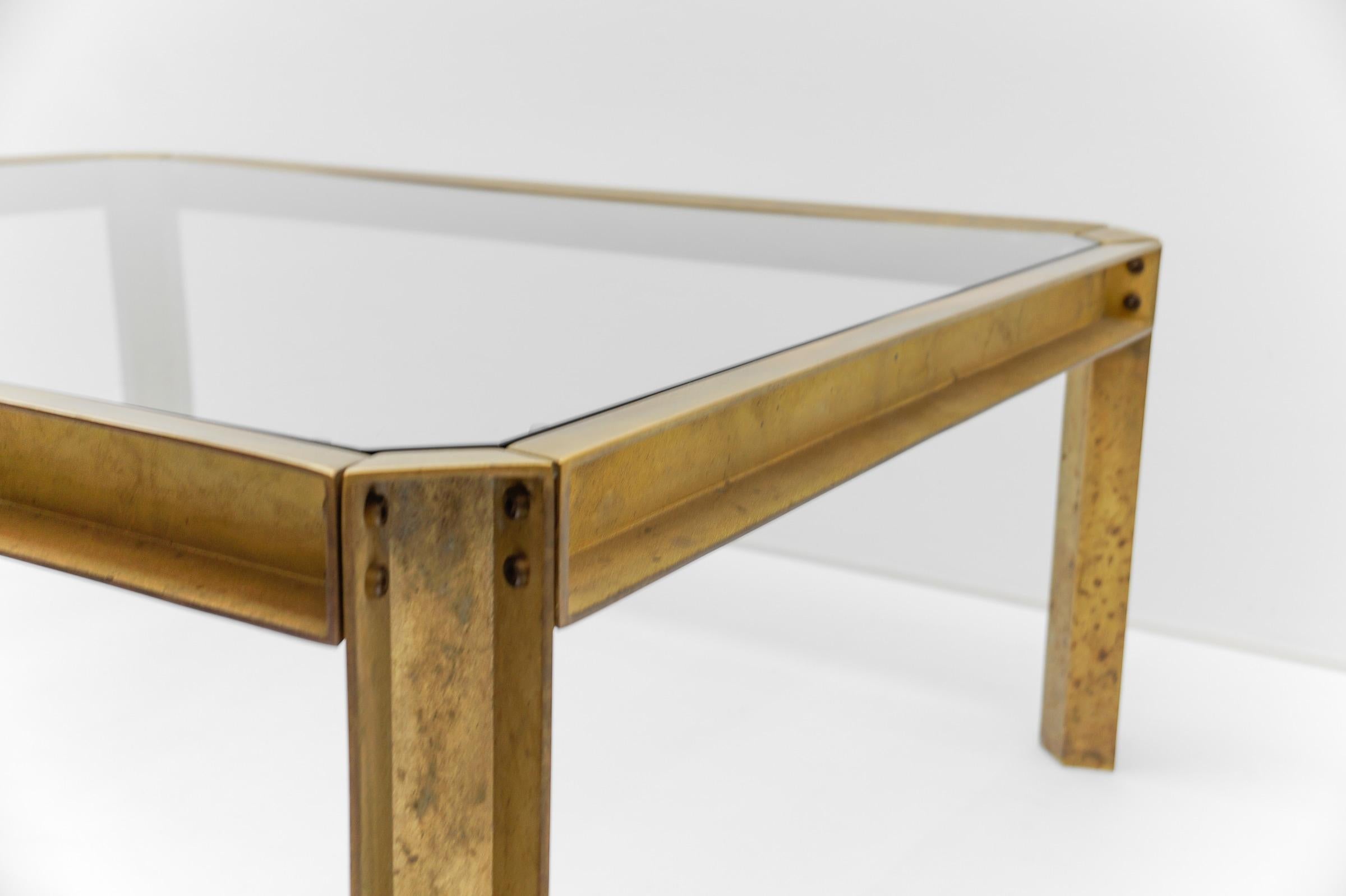Large Model T09 Brass and Glass Coffee Table by Peter Ghyczy, 1970s For Sale 5