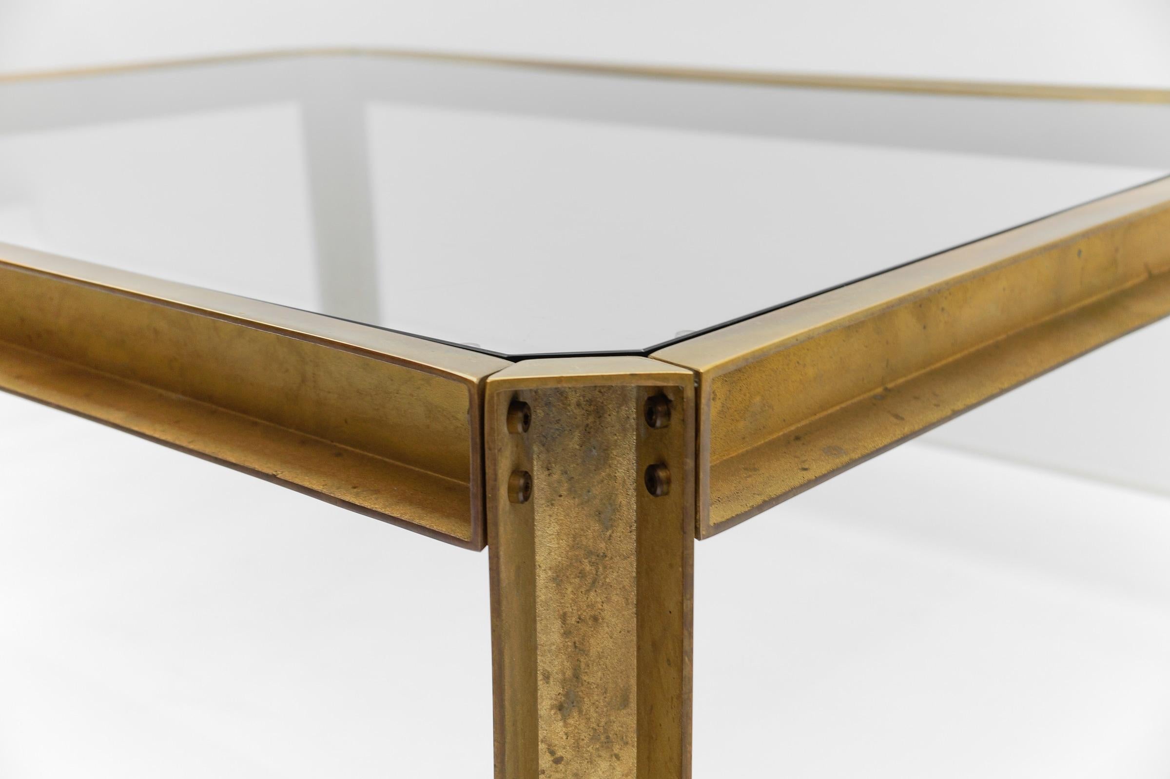 Large Model T09 Brass and Glass Coffee Table by Peter Ghyczy, 1970s For Sale 6