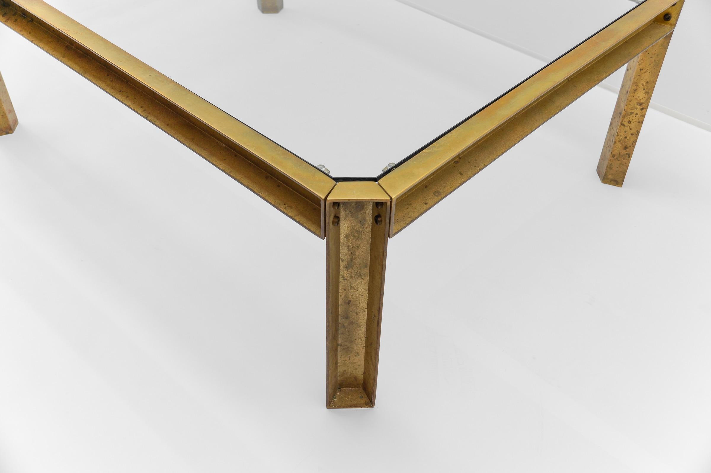 Large Model T09 Brass and Glass Coffee Table by Peter Ghyczy, 1970s For Sale 7