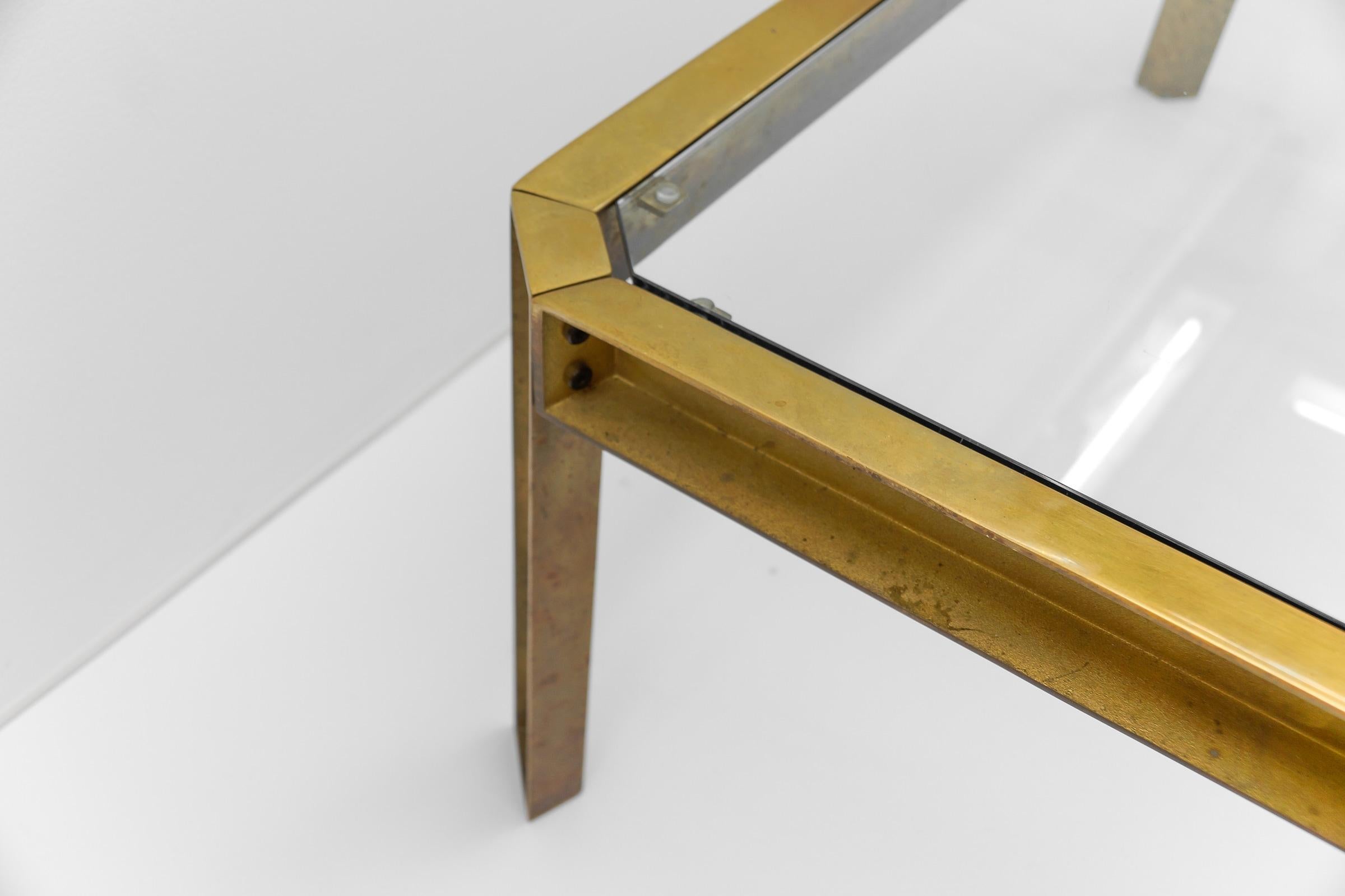 Large Model T09 Brass and Glass Coffee Table by Peter Ghyczy, 1970s For Sale 9
