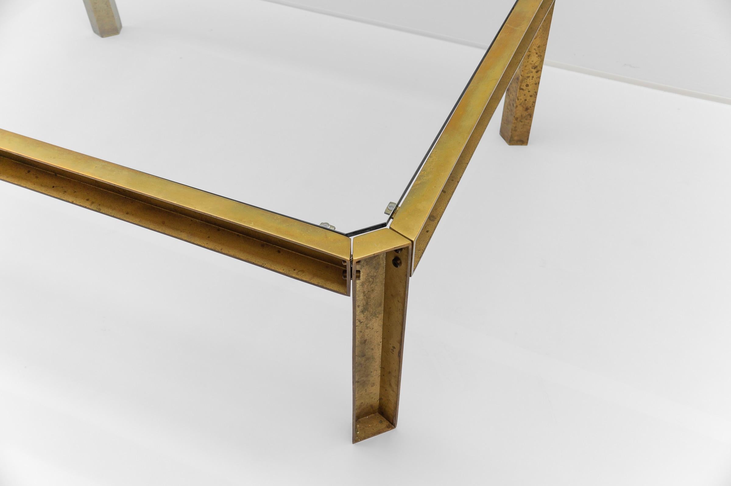 Large Model T09 Brass and Glass Coffee Table by Peter Ghyczy, 1970s For Sale 11