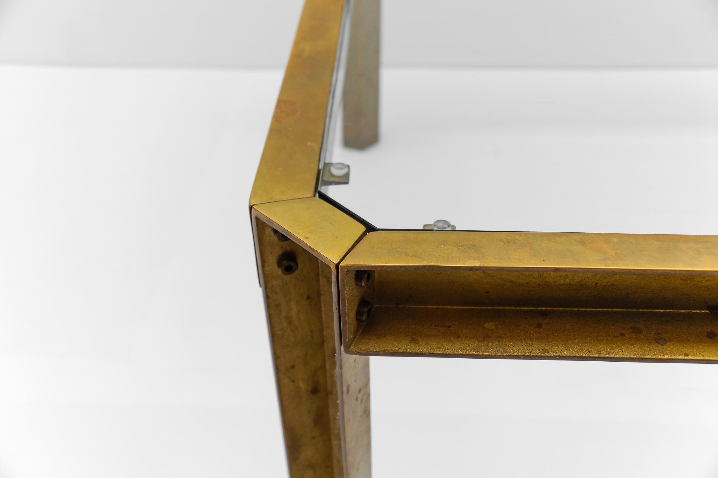 Large Model T09 Brass and Glass Coffee Table by Peter Ghyczy, 1970s For Sale 1