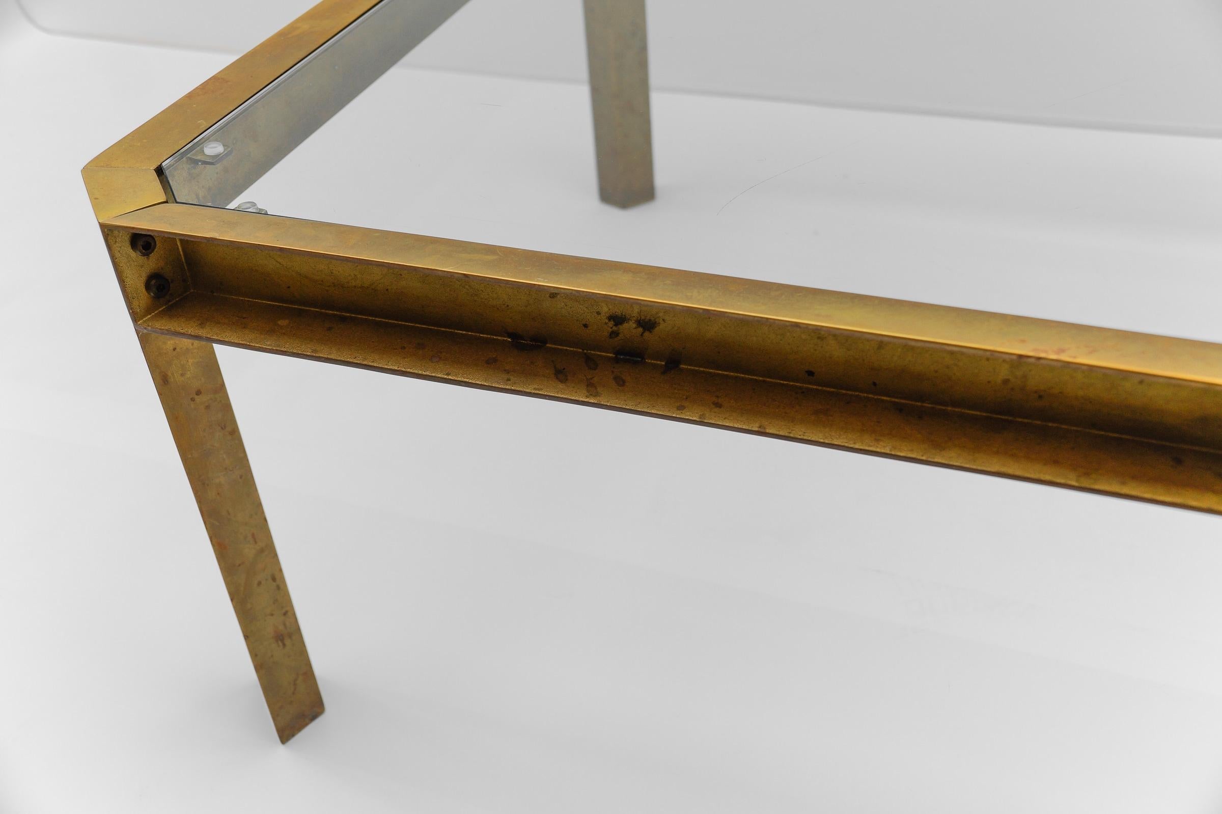 Large Model T09 Brass and Glass Coffee Table by Peter Ghyczy, 1970s For Sale 2