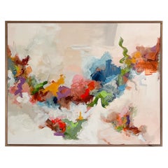 Large Modern Abstract Art/Painting with Walnut Frame, Acrylics on Canvas