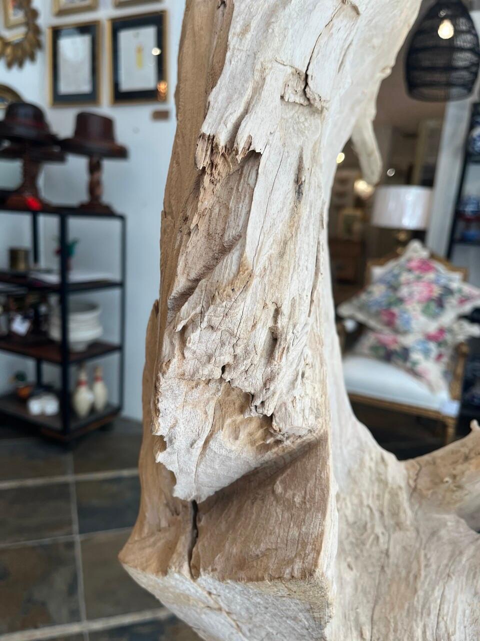 Hand-Carved Large Modern Abstract Driftwood Sculpture For Sale