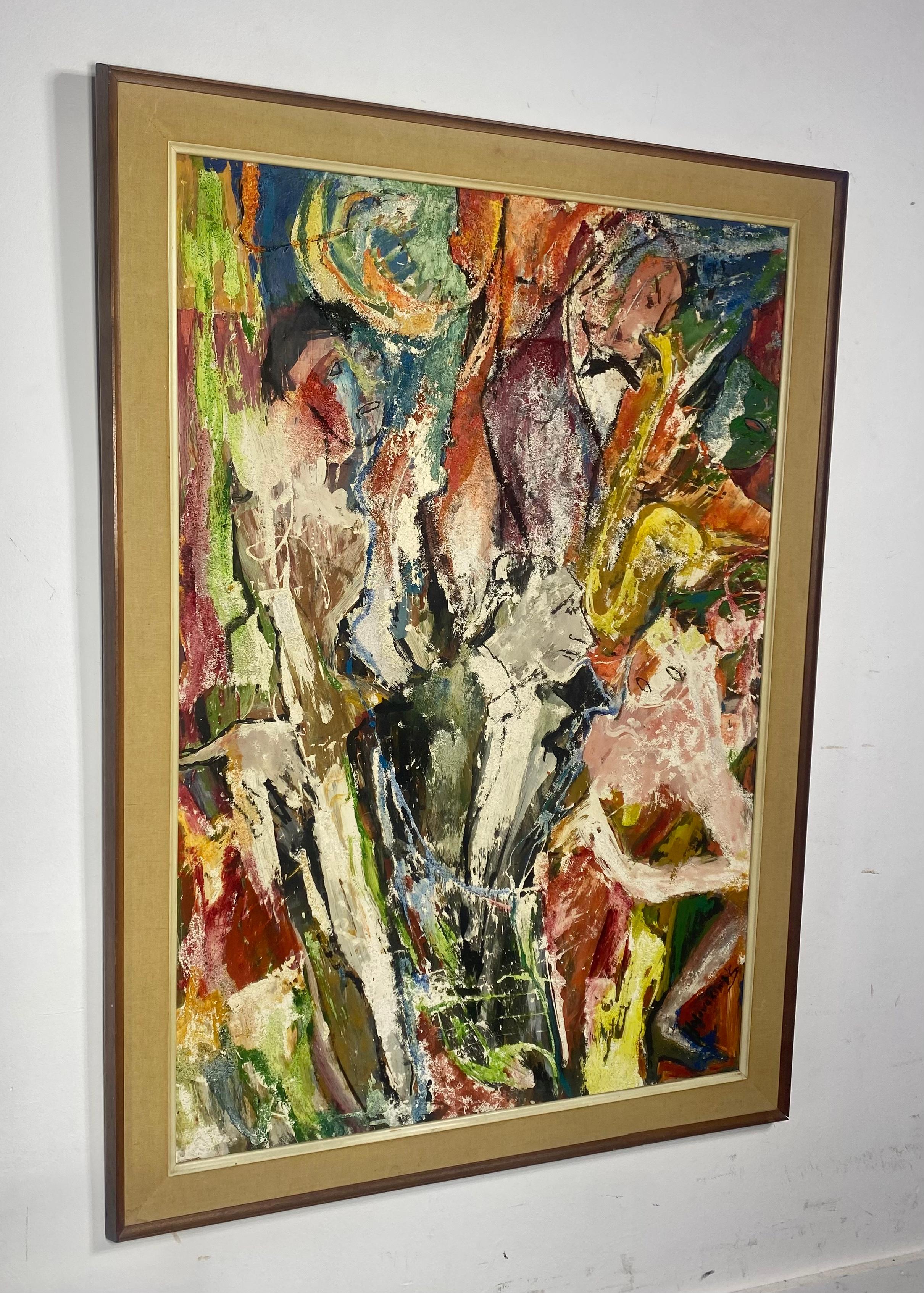 Large Modern Abstract Impasto Oil Painting on Board, 