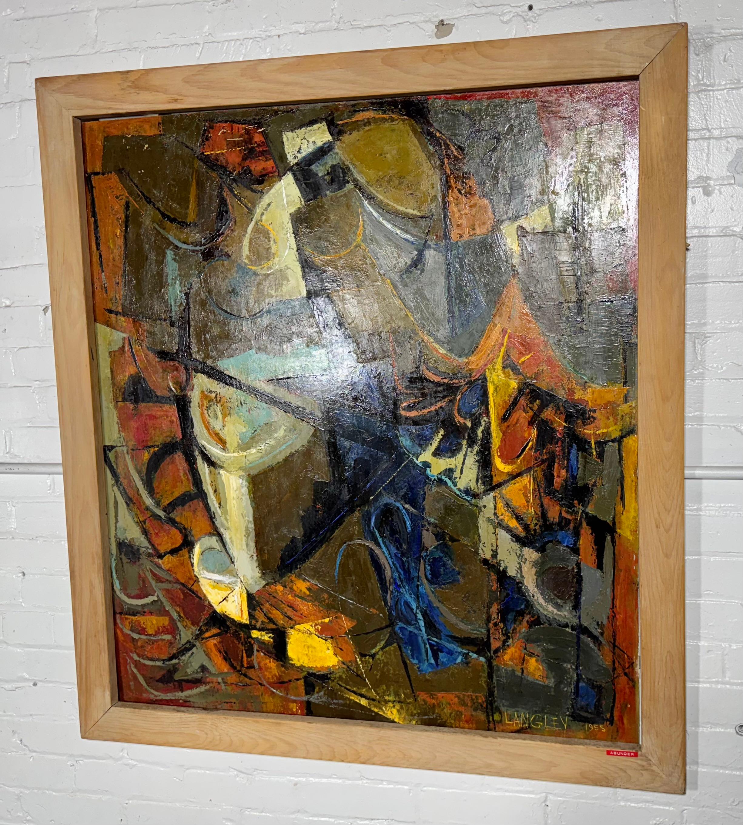 Grande olio astratto moderno su tavola dell'artista di WNY Kathrin Langley. in vendita 4