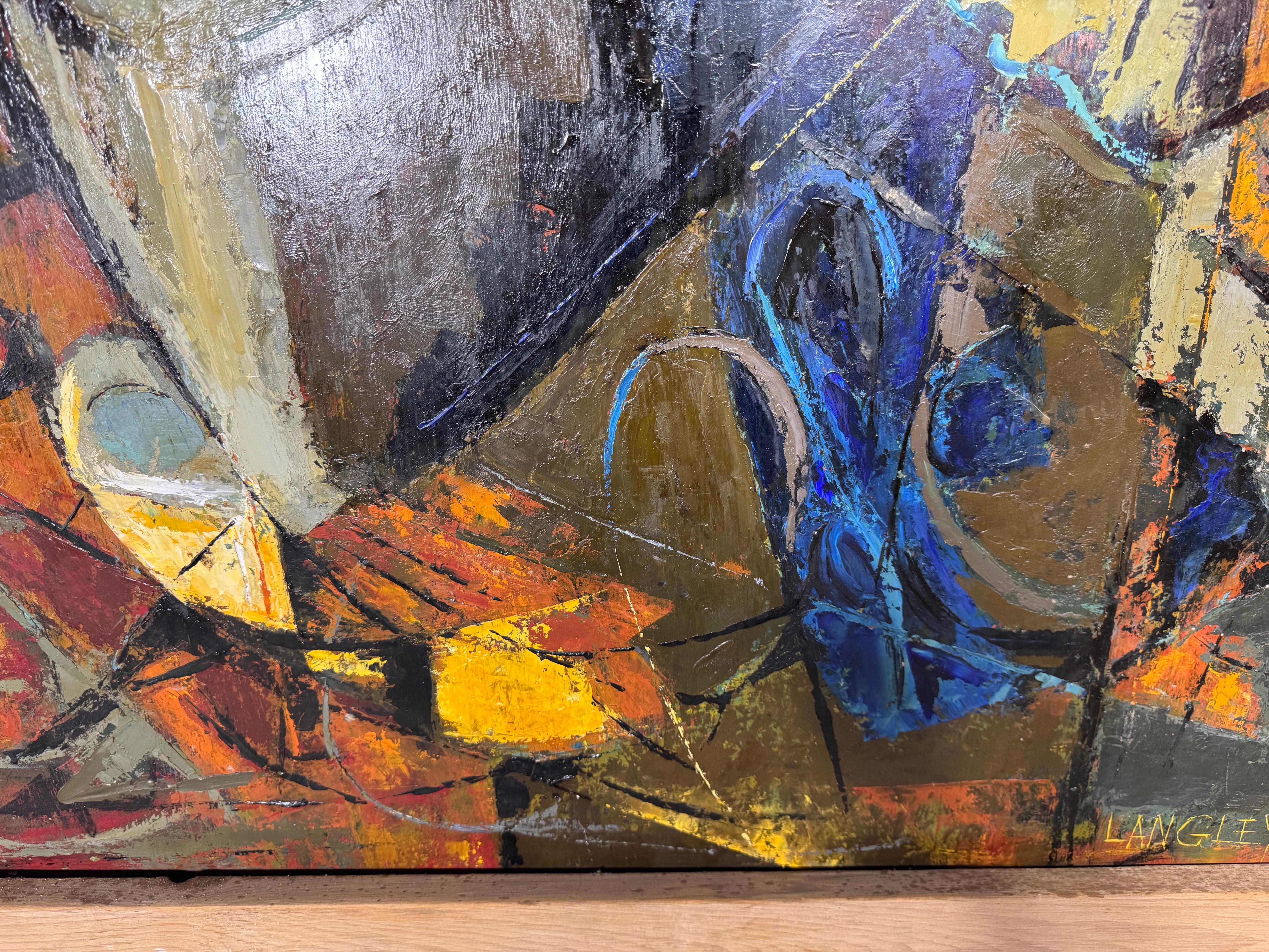 Grande olio astratto moderno su tavola dell'artista di WNY Kathrin Langley. in vendita 1
