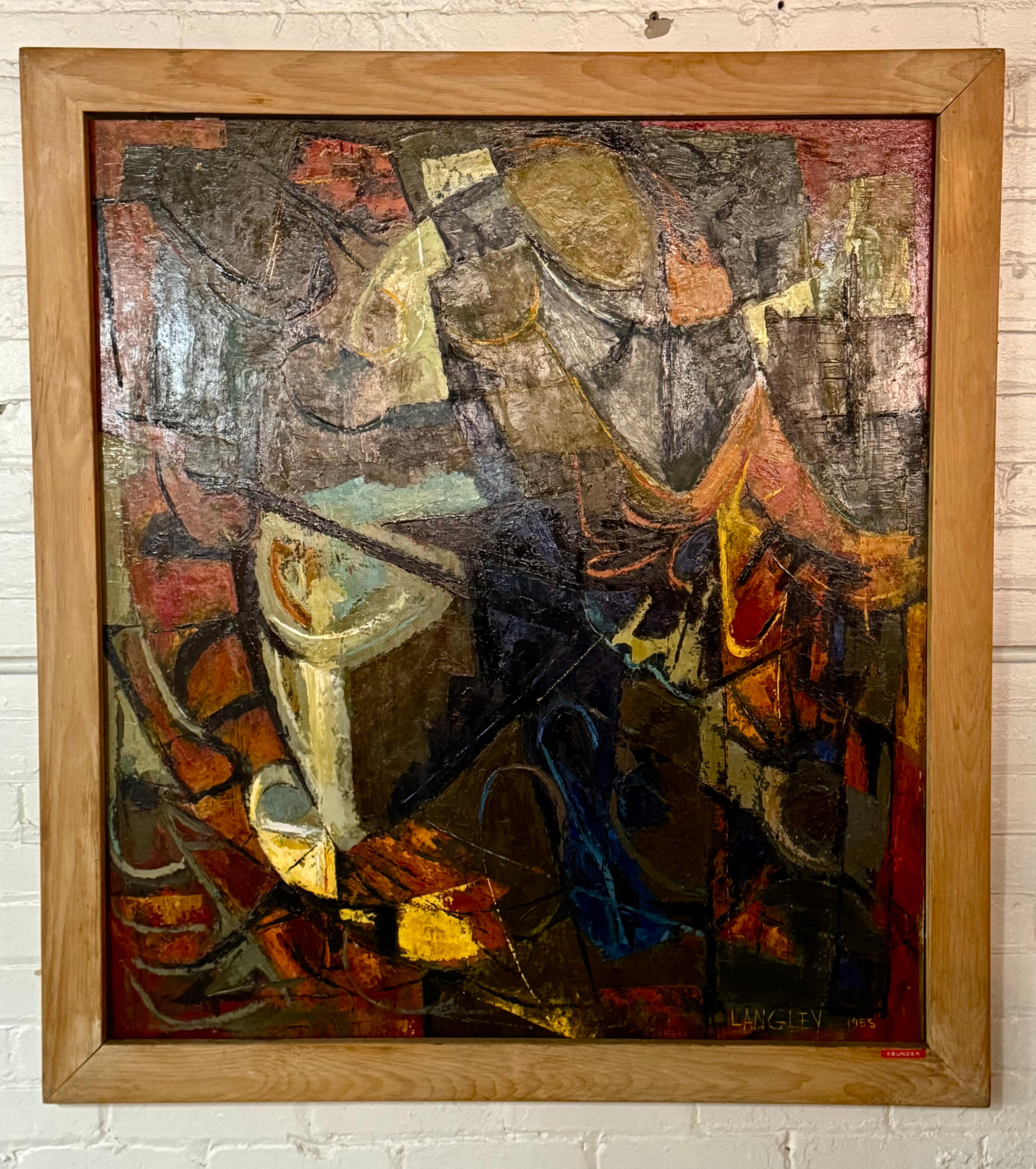 Grande olio astratto moderno su tavola dell'artista di WNY Kathrin Langley. in vendita 2