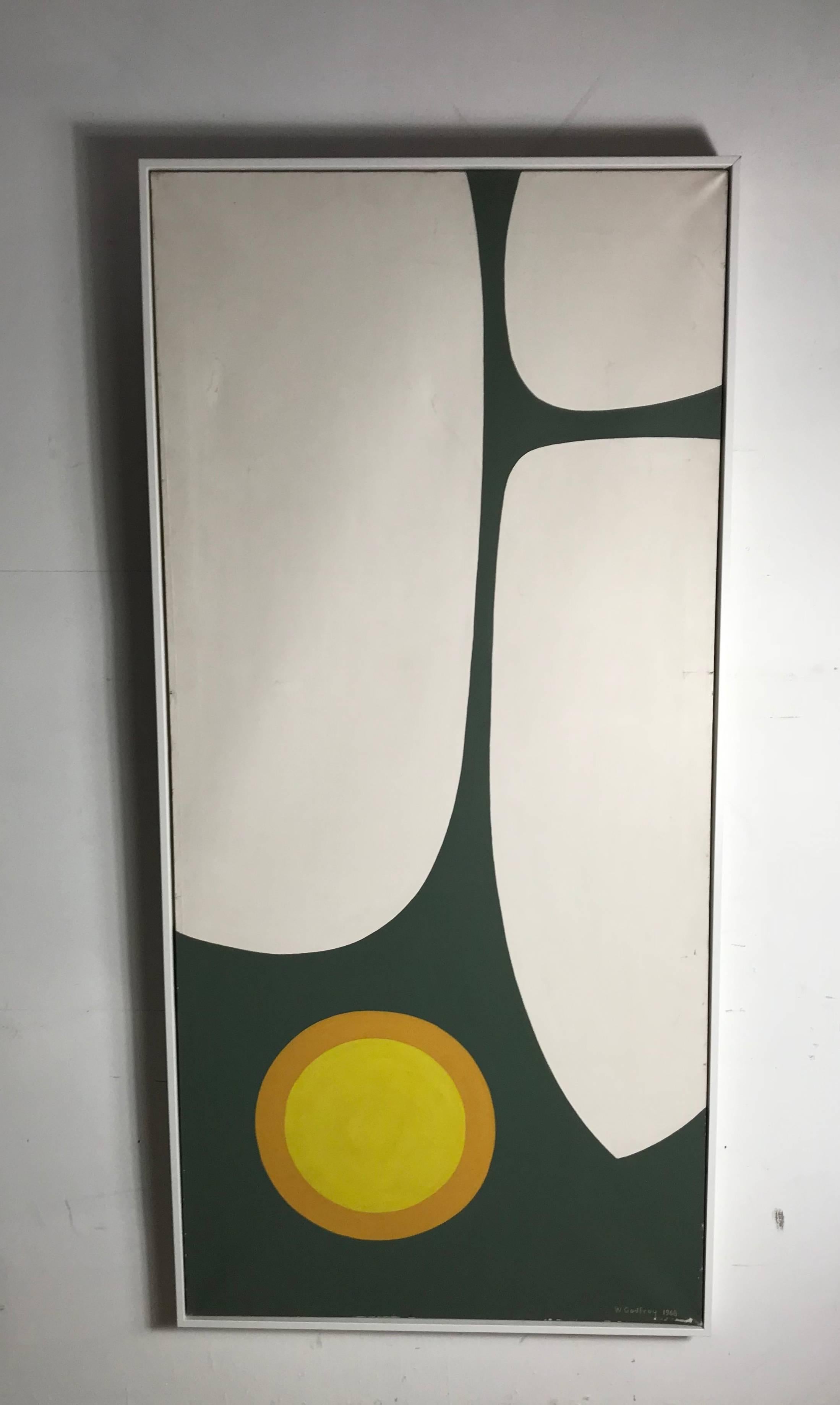 American Large Modern Abstract Oil Painting by Wilhelmina Godfrey, circa 1968