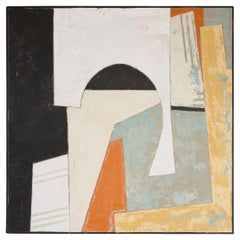 Grande peinture abstraite moderne sur panneau de Sylvia Ortega