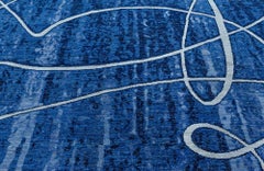Large Modern Art Deco Style Blue Rug by Doris Leslie Blau