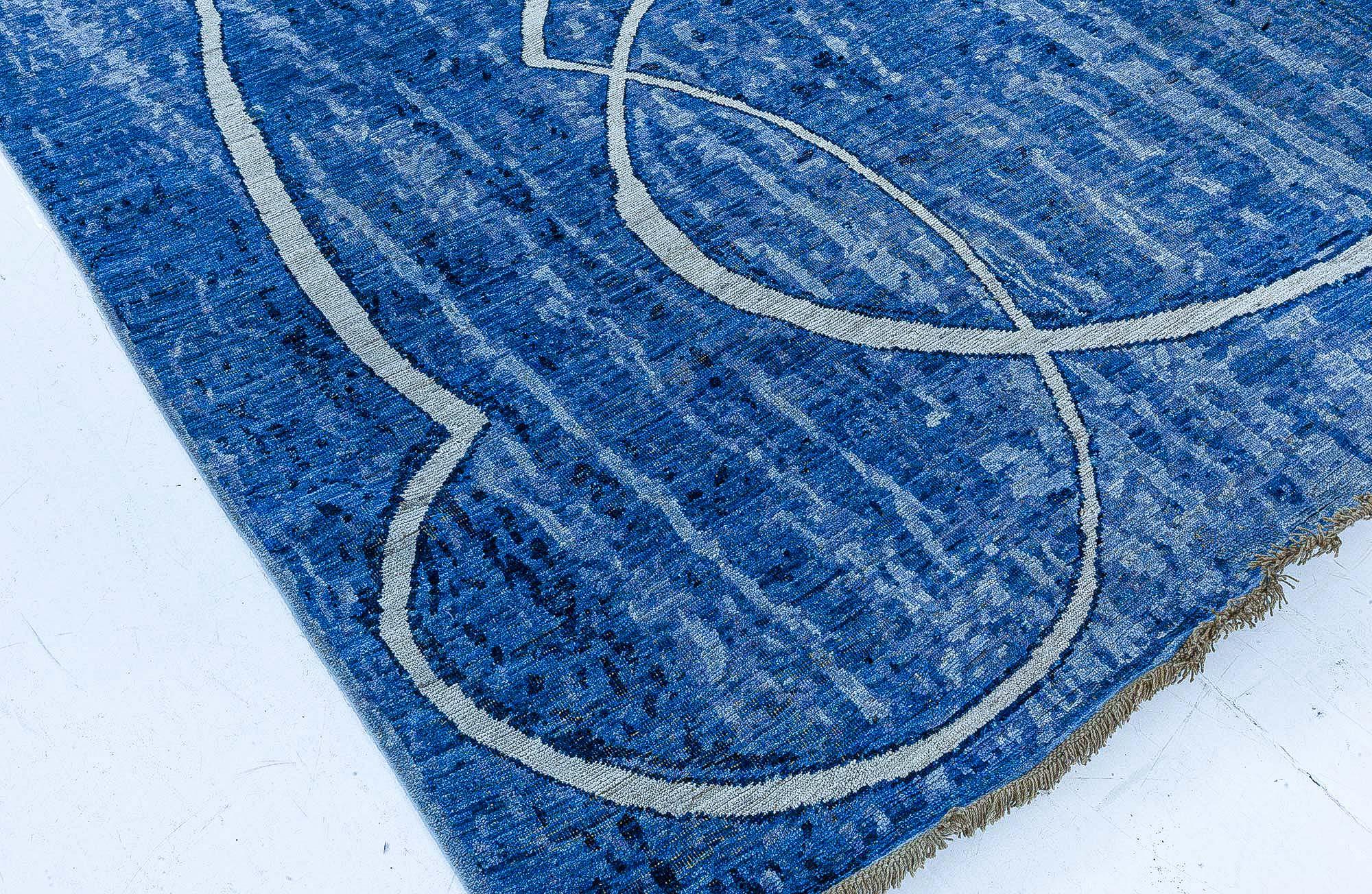 Alfombra grande azul de estilo Art Déco moderno de Doris Leslie Blau en Nuevo estado para la venta en New York, NY
