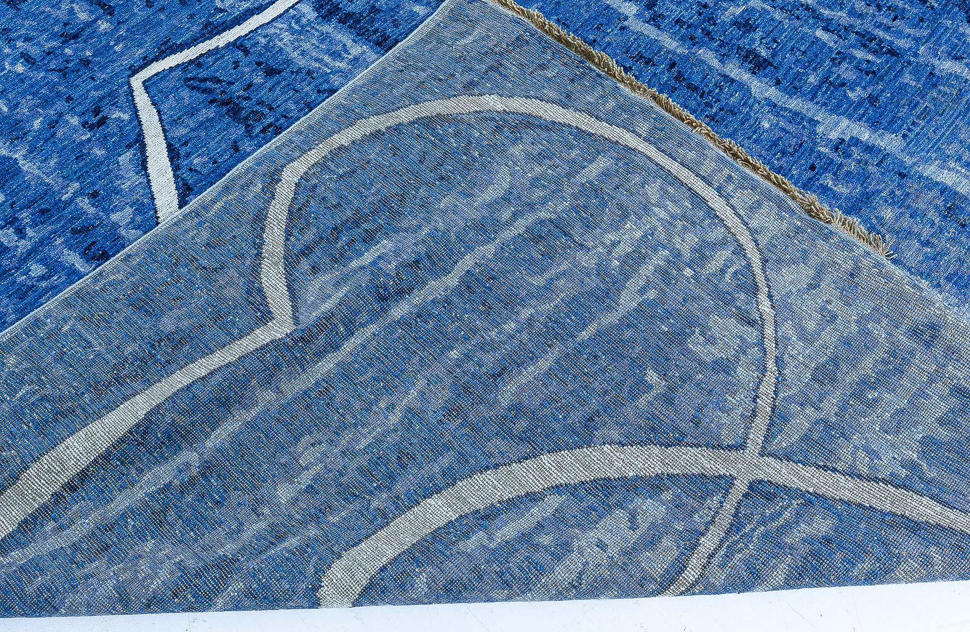 Alfombra grande azul de estilo Art Déco moderno de Doris Leslie Blau Lana en venta