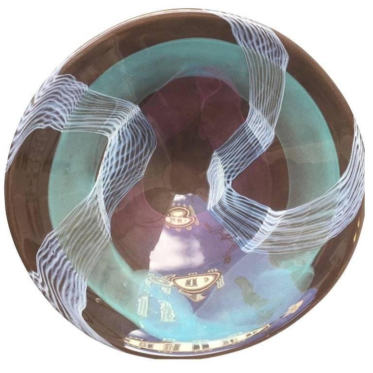 Large Italian Modern Art Glass Charger Centerpiece For Sale at 1stDibs