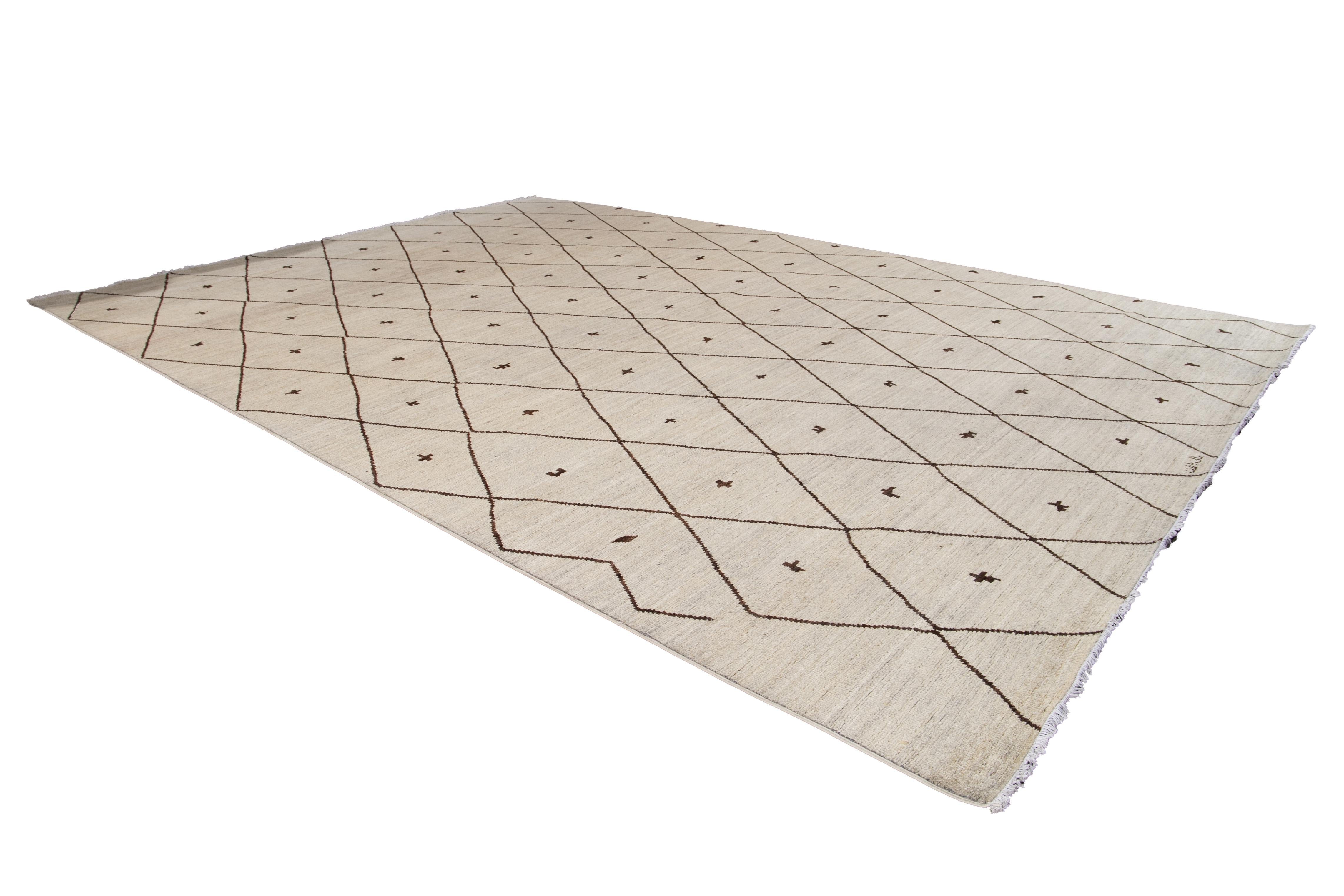 Alfombra moderna bereber grande de lana de estilo marroquí en venta 5