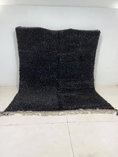 Large Modern Black and White Polka Dot Moroccan Wool Beni M'Rirt Handwoven Rug