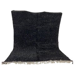 Large Modern Black and White Polka Dot Moroccan Wool Beni M'Rirt Handwoven Rug