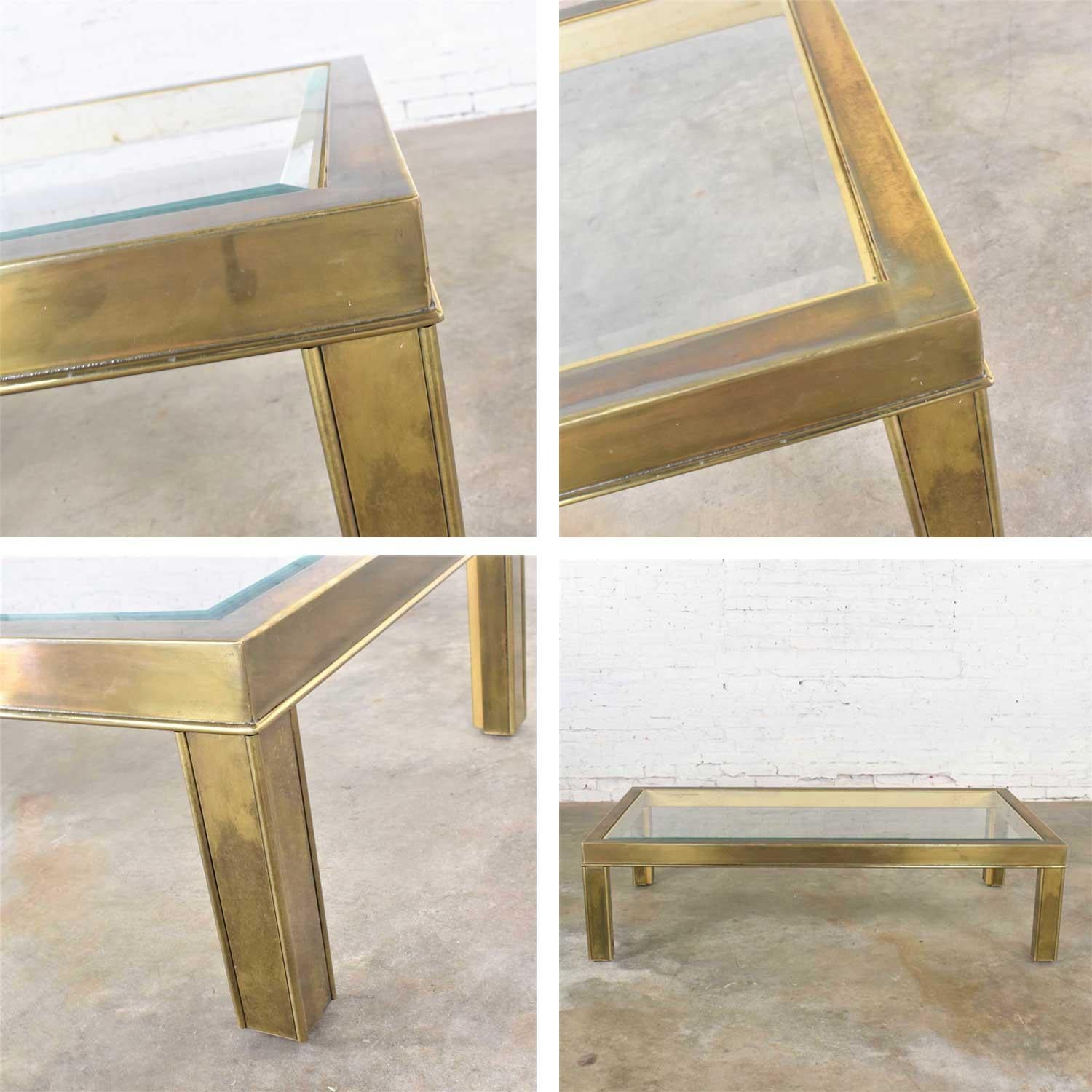 Modern Brass & Glass Parsons Style Coffee or Cocktail Table Style Mastercraft 5
